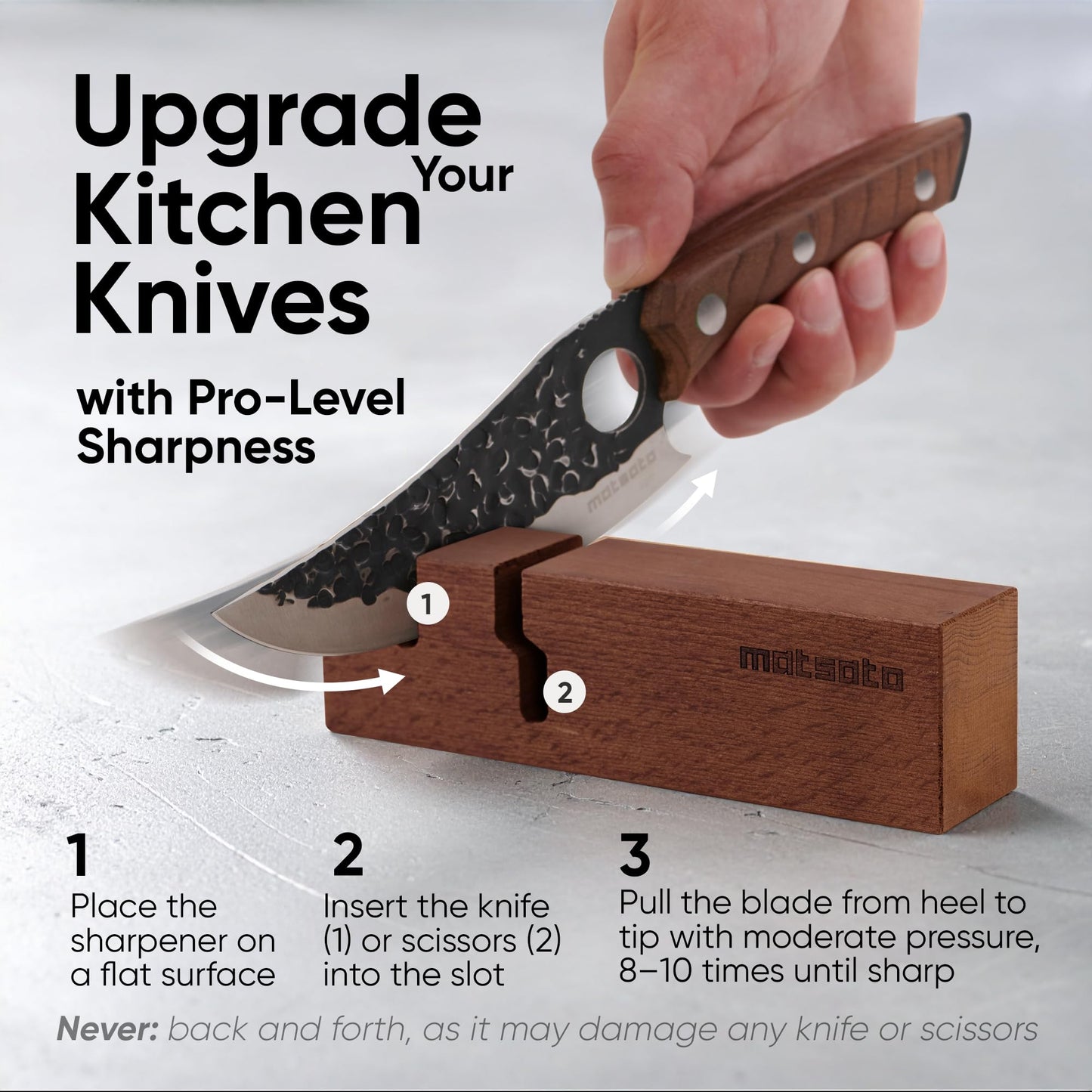 Matsato Knife Sharpener, Kitchen & Pocket Knife Blade Sharpener, Aiguiseur De Couteaux, Affuteur De Couteau, Chef & Kitchen Knives and Scissors Sharpening 7.09" x 1.97"