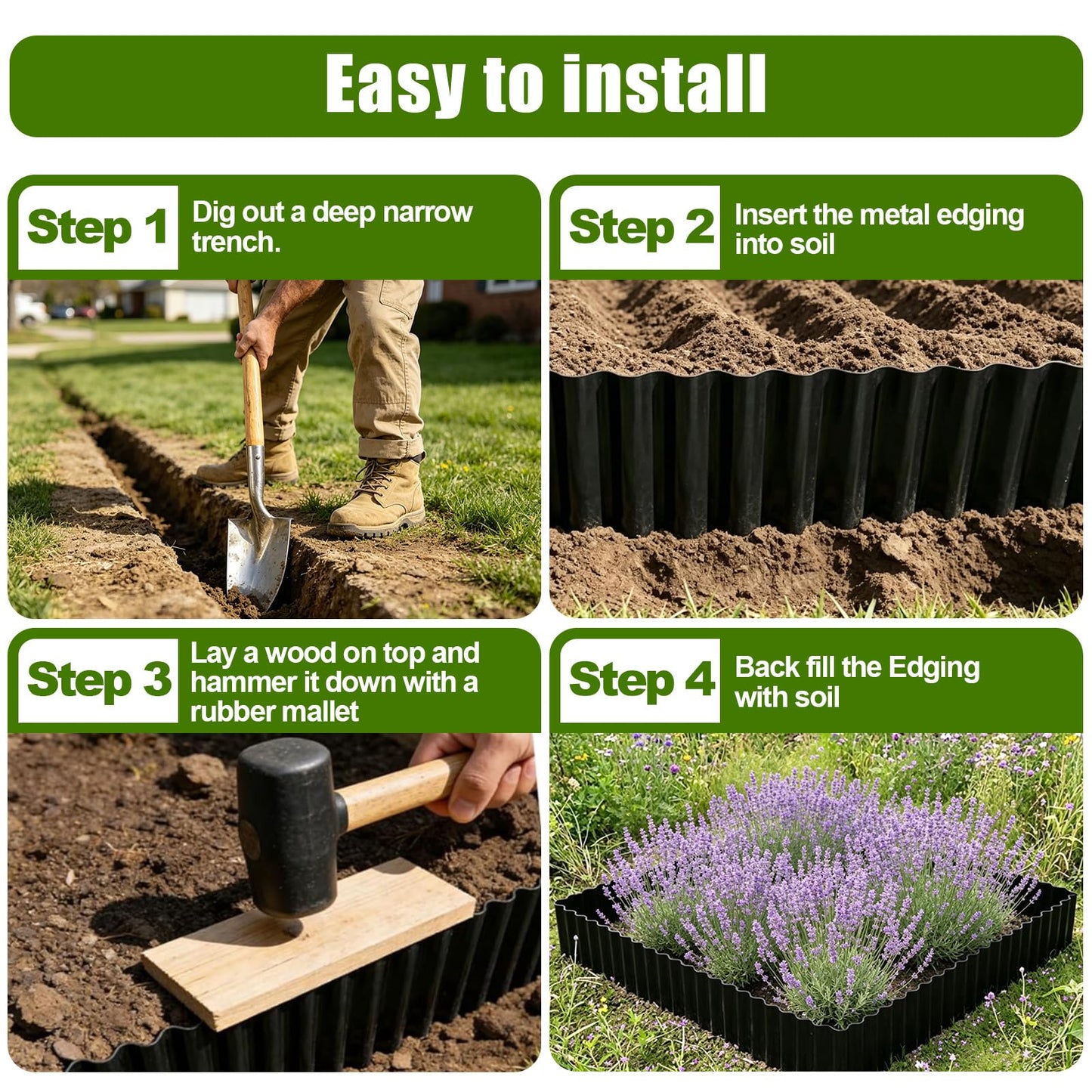 Hedday Garden Edging Border, 6"×50' Landscape Paver Edging, Tall Landscape Edging, Fence for Garden, Flower Bed, Lawn and Landscape Edging (Black)