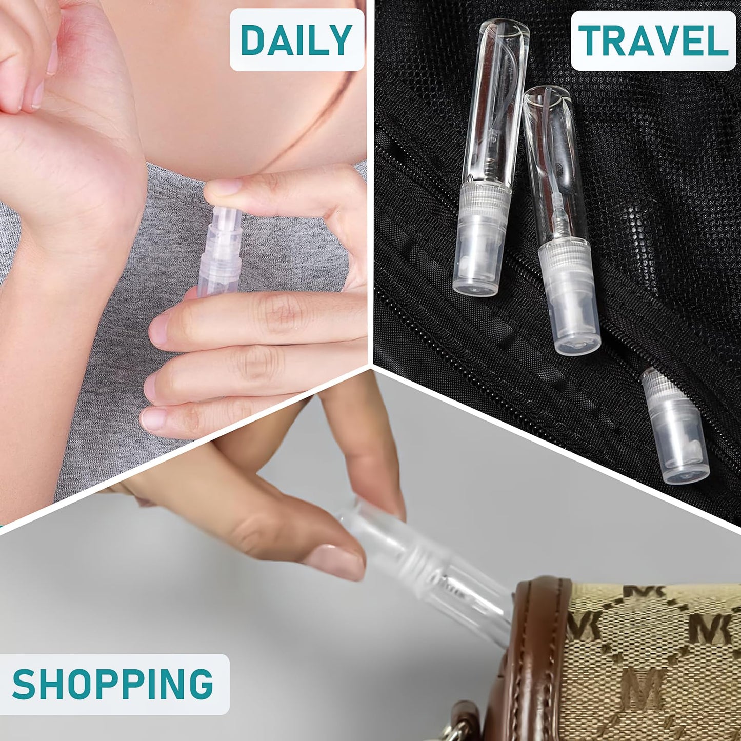 300 Pcs 5ml Mini Spray Bottles Clear Refillable Glass Perfume Bottles Fragrance Scent Sample Perfume Atomizer Glass Empty Travel Sprayer Pocket Dispenser Refillable Container