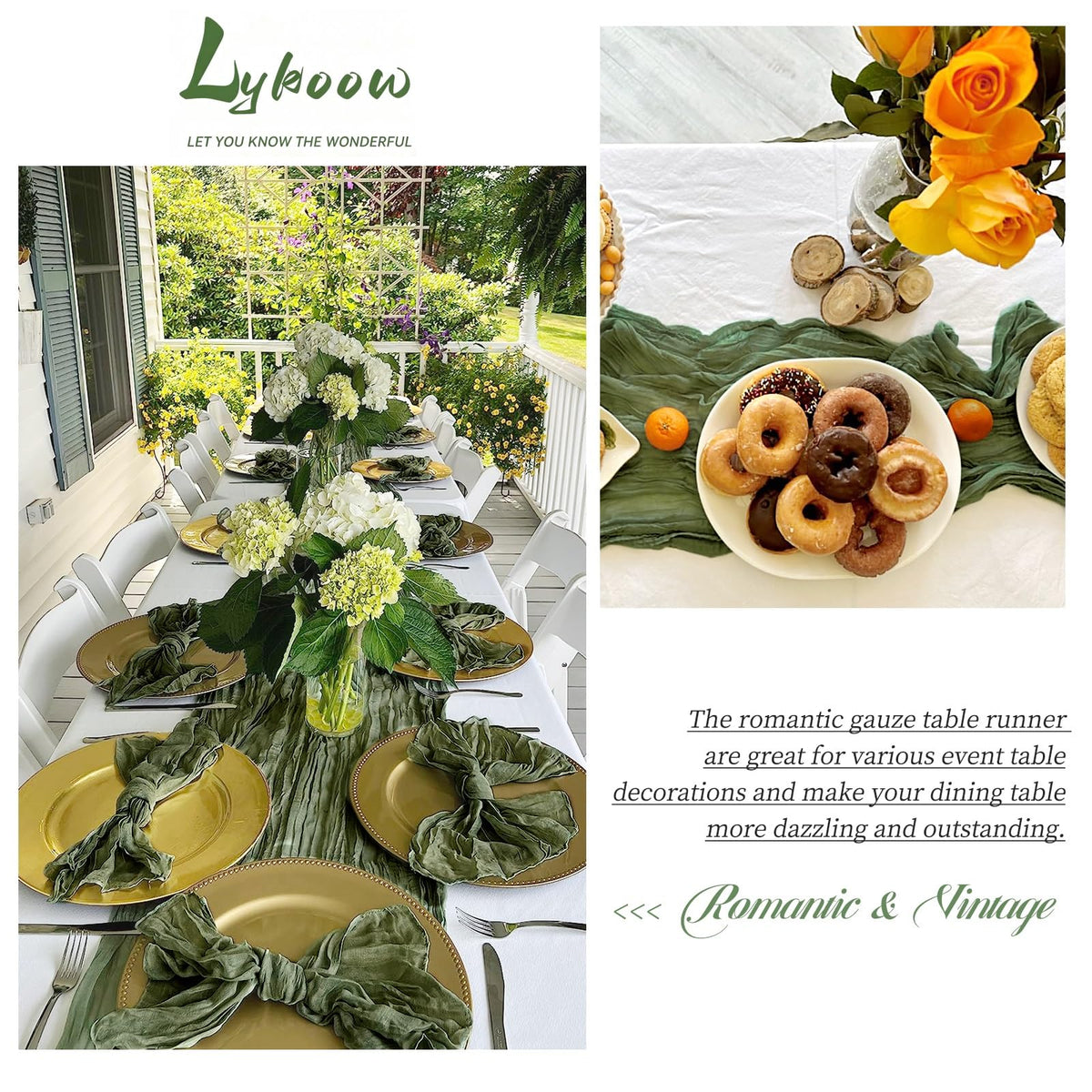 24 Packs Olive Green Table Runner, Charming Cheesecloth Table Runner 45 x 275cm, Gauze Boho Wedding Decoration Rustic Sheer Fabric Cheese Cloth Table Runners for Wedding Party Bridal Shower