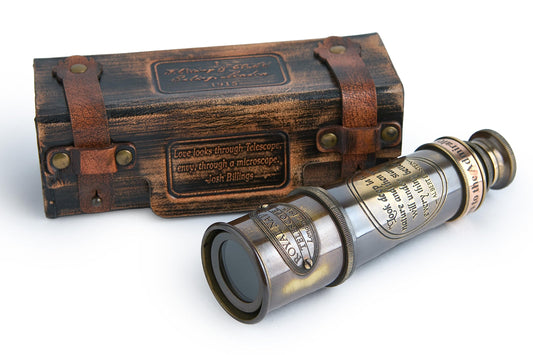 1920s Antique Brass Telescope - 15x Magnification Nautical Spyglass for Adults, with Premium Leather Case | Fully Functional Collectible for Sailing, Birdwatching & Vintage Home Decor