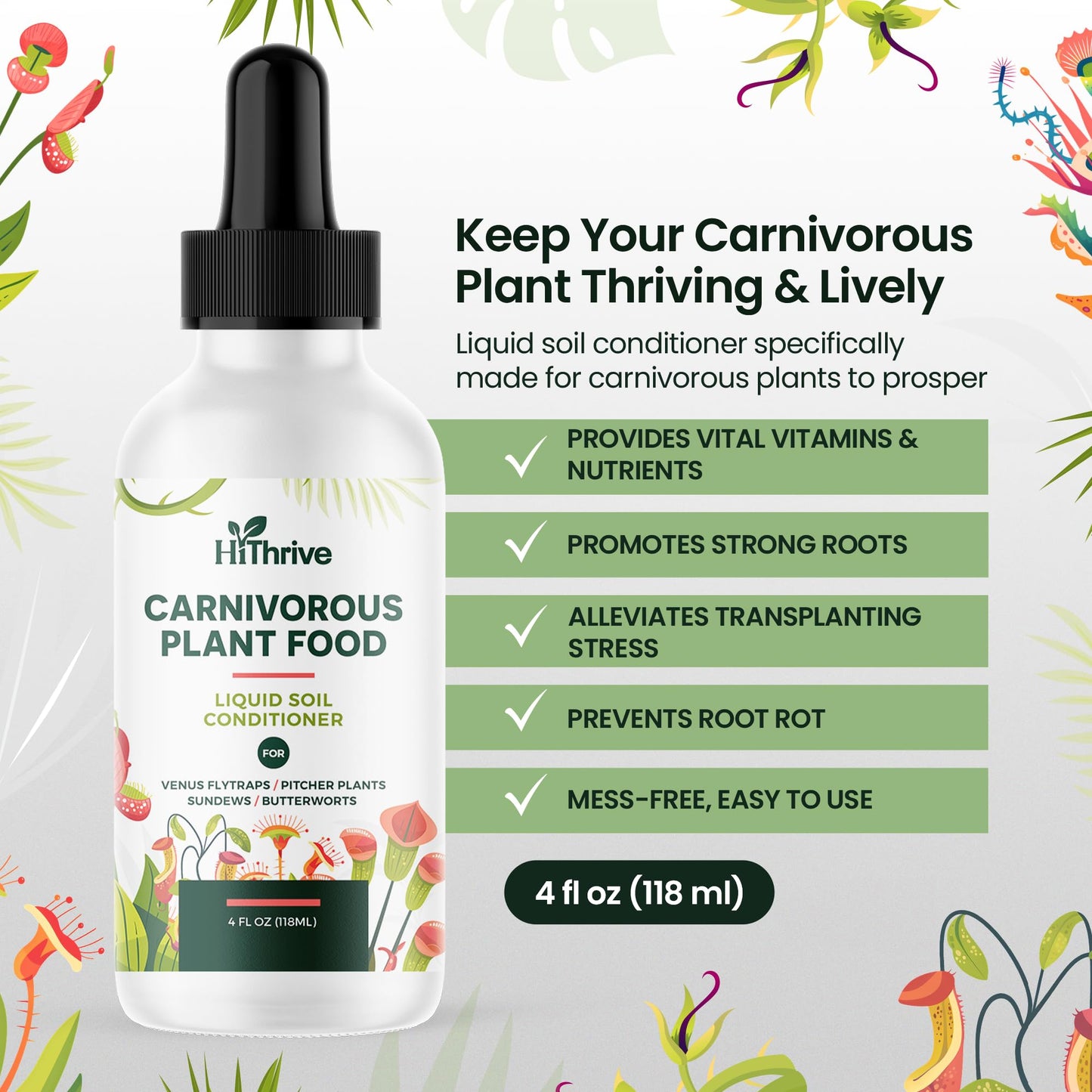 4oz Carnivorous Plant Food & Venus Fly Trap Food - Feeds up to 500 Times, Tropical Plant Fertilizer for Carnivorous Plants, Premium Liquid Fertilizer & Feeding Supplement for Consistent Growth