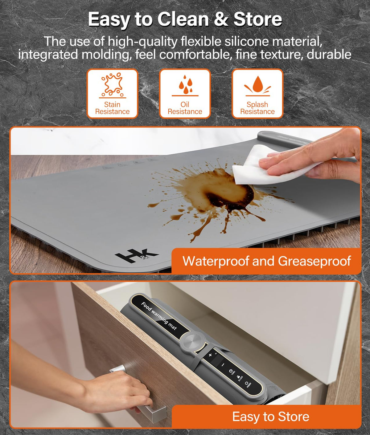 HK Newly Upgraded Warming Mat for Food, Food Fast Heating Electric Warming Mat with 9 Level Adjustable Temperature and 6 Hours Timer, Roll Up Food Warmers for Parties, Buffets, and Home Use