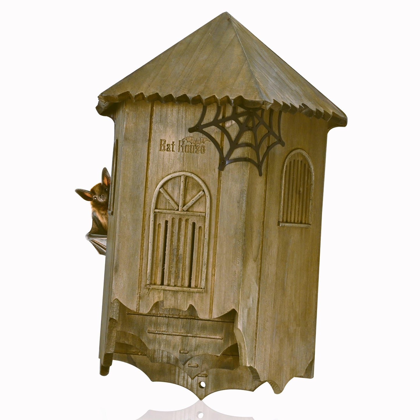 Wooden Castle Bat House with Gatehouse/Tower/Curtain Wall Design, Large Ventilated 2/3 Chamber Bat Box, Ideal for Outdoor Bat Attraction, Easy to Hang