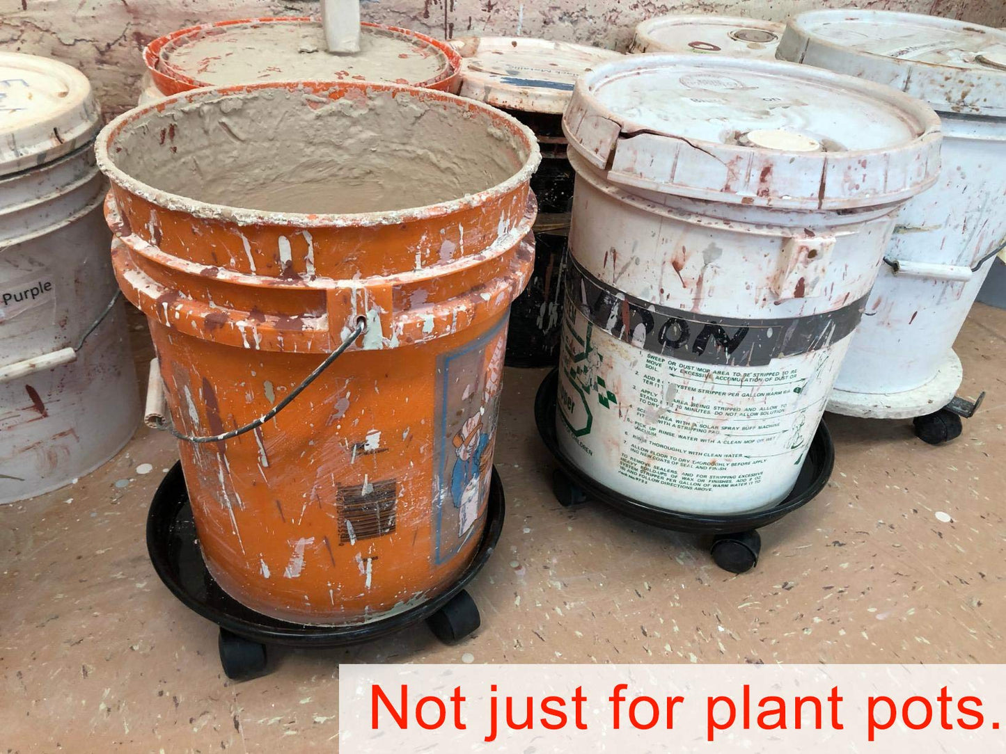 15.5" Black Plant Caddy,2 Pack of Plant Pallet Caddy with Wheels, Round Flower Pot Mover, Indoor Rolling Planter Dolly on Wheels