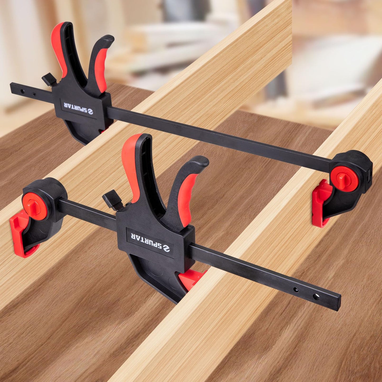 Spurtar 8pcs Clamps for Woodworking 6" and 12" Wood Clamps 6" Spring Clamps Quick-Release Bar Clamps Heavy Duty Trigger Clamp Spreader Wood Clamps for Woodworking Metalworking DIY Household Projects