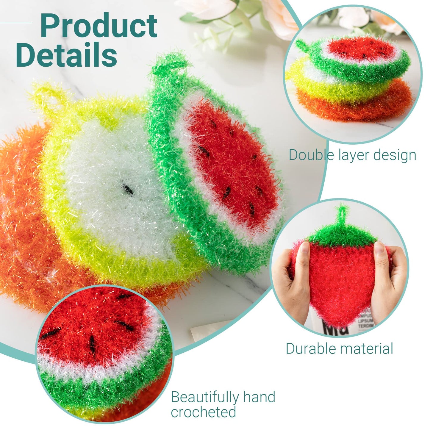 Kenning 16 Pcs Fruit Dish Scrubber Non Scratch Dish Washing Scrubbers Reusable Kitchen Household Cleaning Tools for Dishwashing Washing Dishes Cookware Tubs Sinks