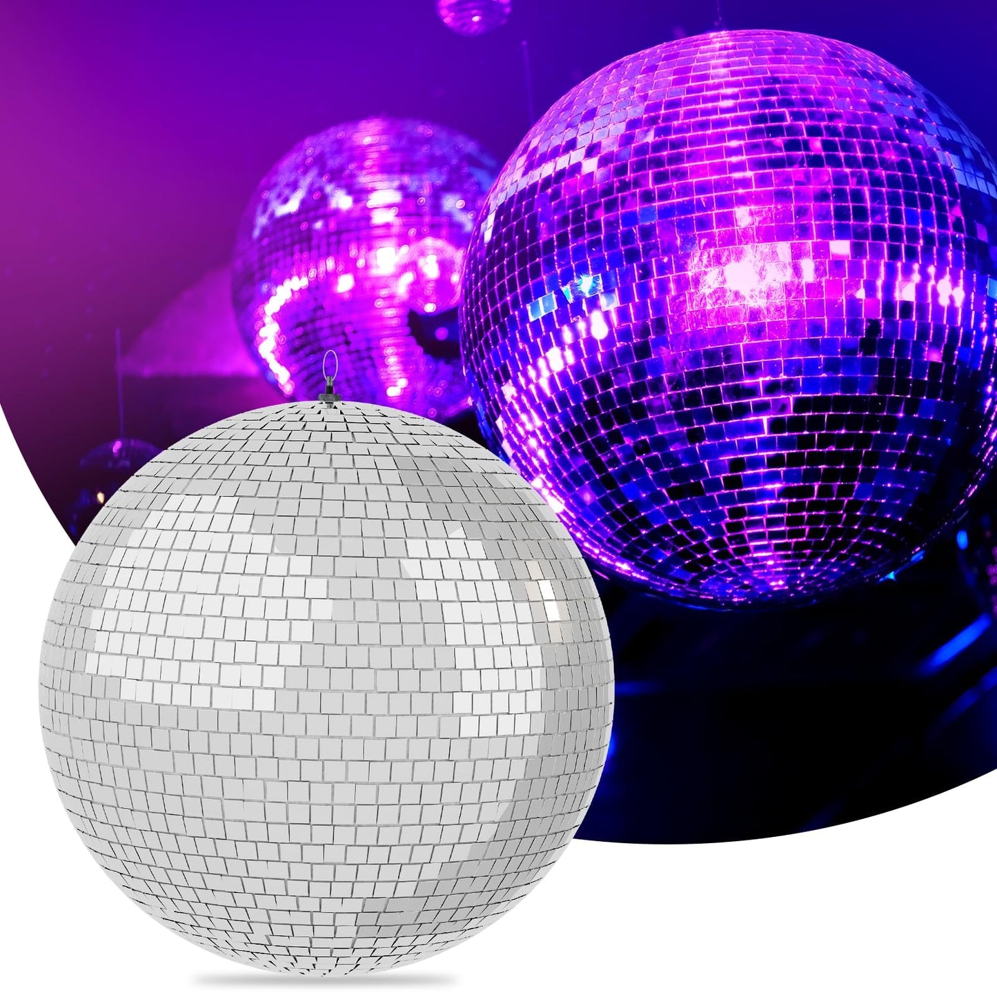 12 Inch Mirror Disco Ball lamp, Silver 12" Disco Ball Decor Hanging Disco Ball for Party Wedding Holiday Home Decoration, Disco Ball x 1pc, Replacement Mirror x 20pcs, Big Disco Ball (Silver, 12inch)