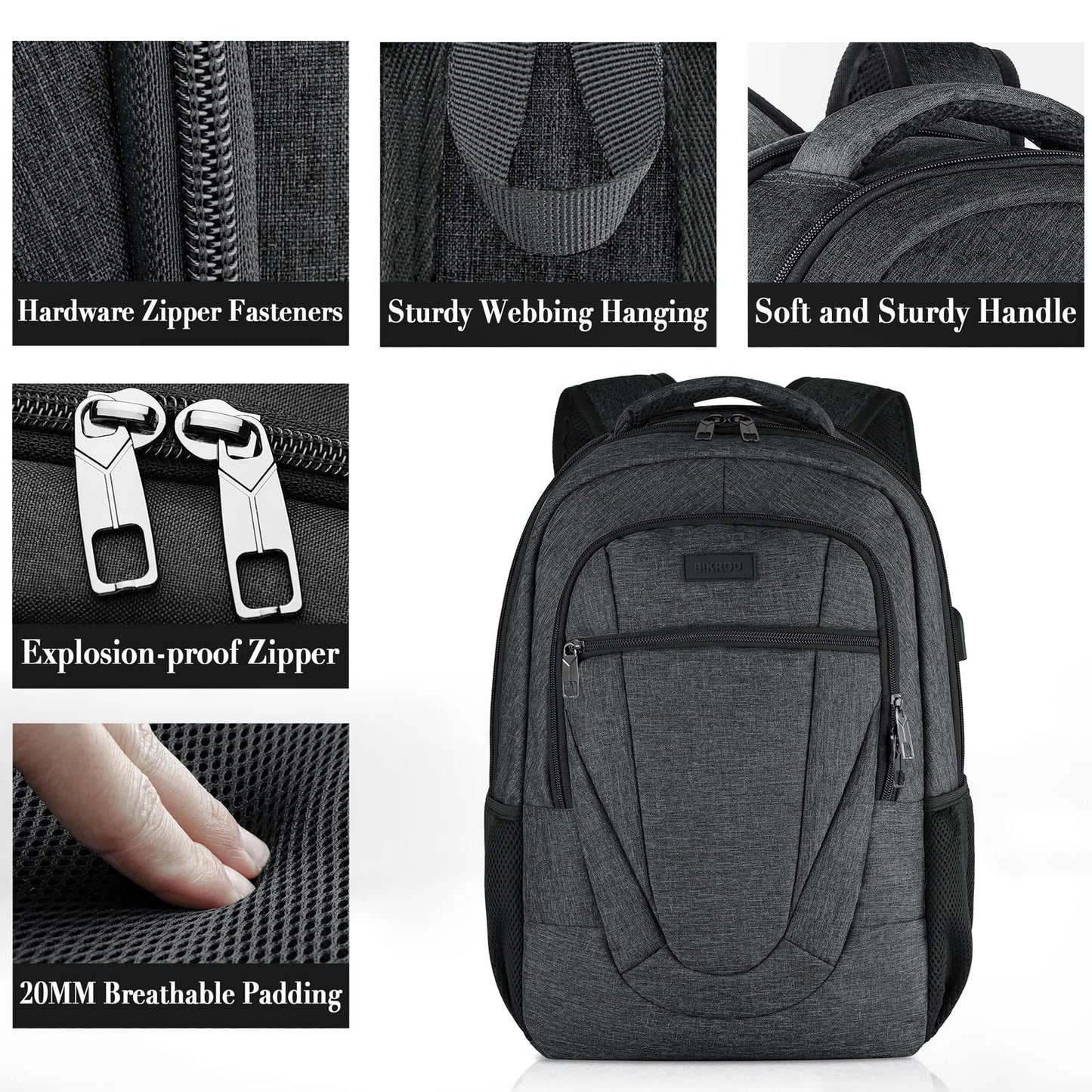Backpack for Men and Women, School Backpacks for Teen Boys Water Resistant Back Pack, Business Travel Anti Theft Durable Computer Bag Gifts for Men Fits 17 Inch Laptop with USB Charging Port, Black