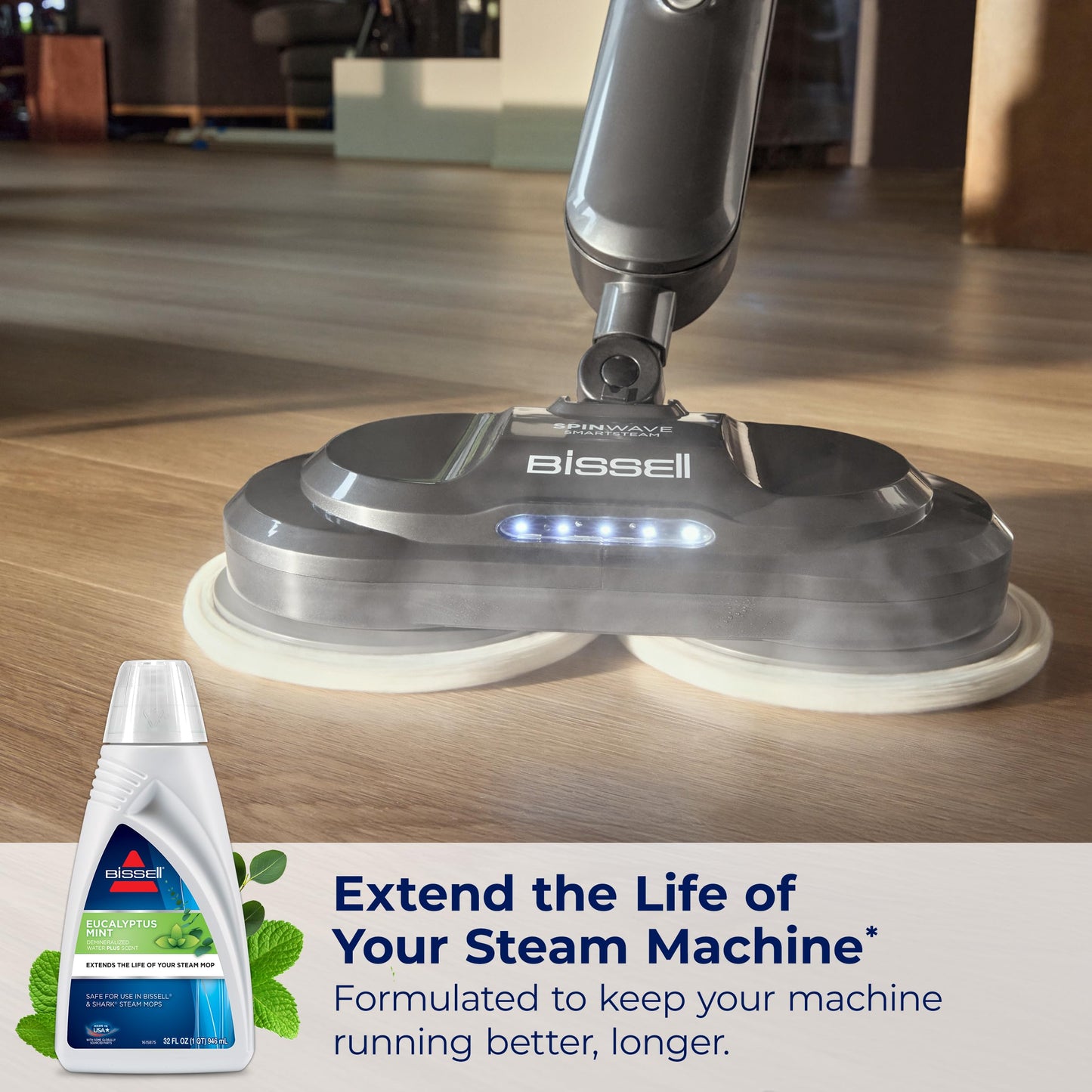 Bissell Eucalyptus Mint DEMINERALIZED STEAM MOP Water, 32 Ounces, 1392, White