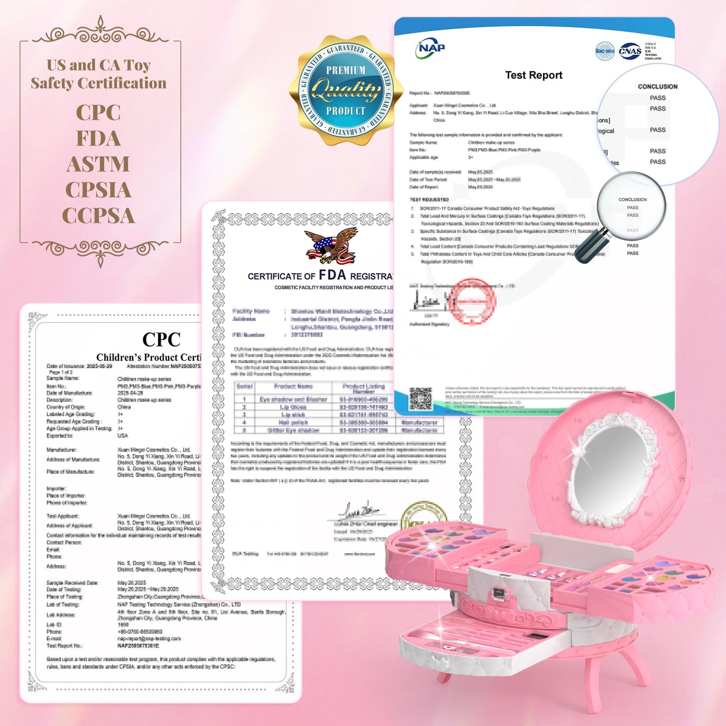 PERRYHOME Kids Makeup Kits for Girls,57 Pcs Kids Makeup Sets for Girls 3-12,Non-Toxic Washable Real Cosmetic Set,Birthday Gift Princess Toys (Fairy Floss Pink)