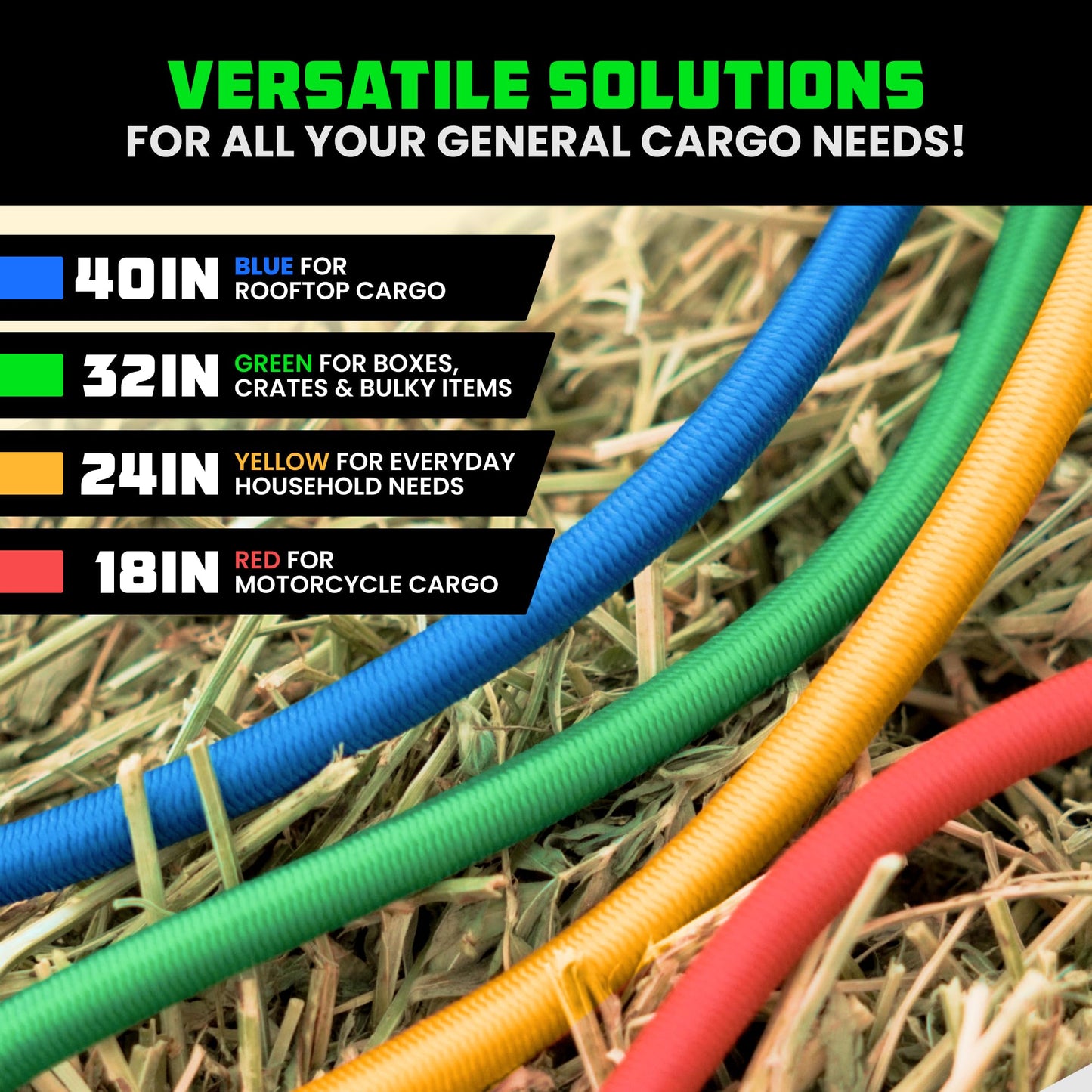 Rhino USA Bungee Cords with Hooks (28-Piece) Heavy Duty Outdoor Bungee Straps with Small, Short and Long Sizes - 4 Free Tarp Clips, Drawstring Bag, Canopy Ties & Ball Bungie - UV & Weather Resistant