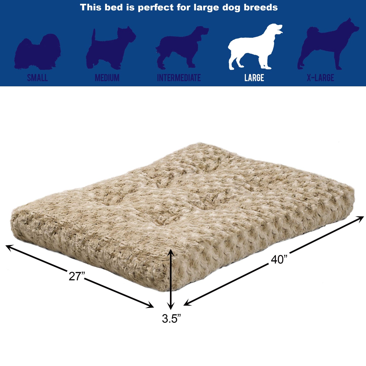 Plush Dog Bed | Ombré Swirl Dog Bed & Cat Bed | Mocha 40L x 27W x 2.5H - Inches for Large Dog Breeds