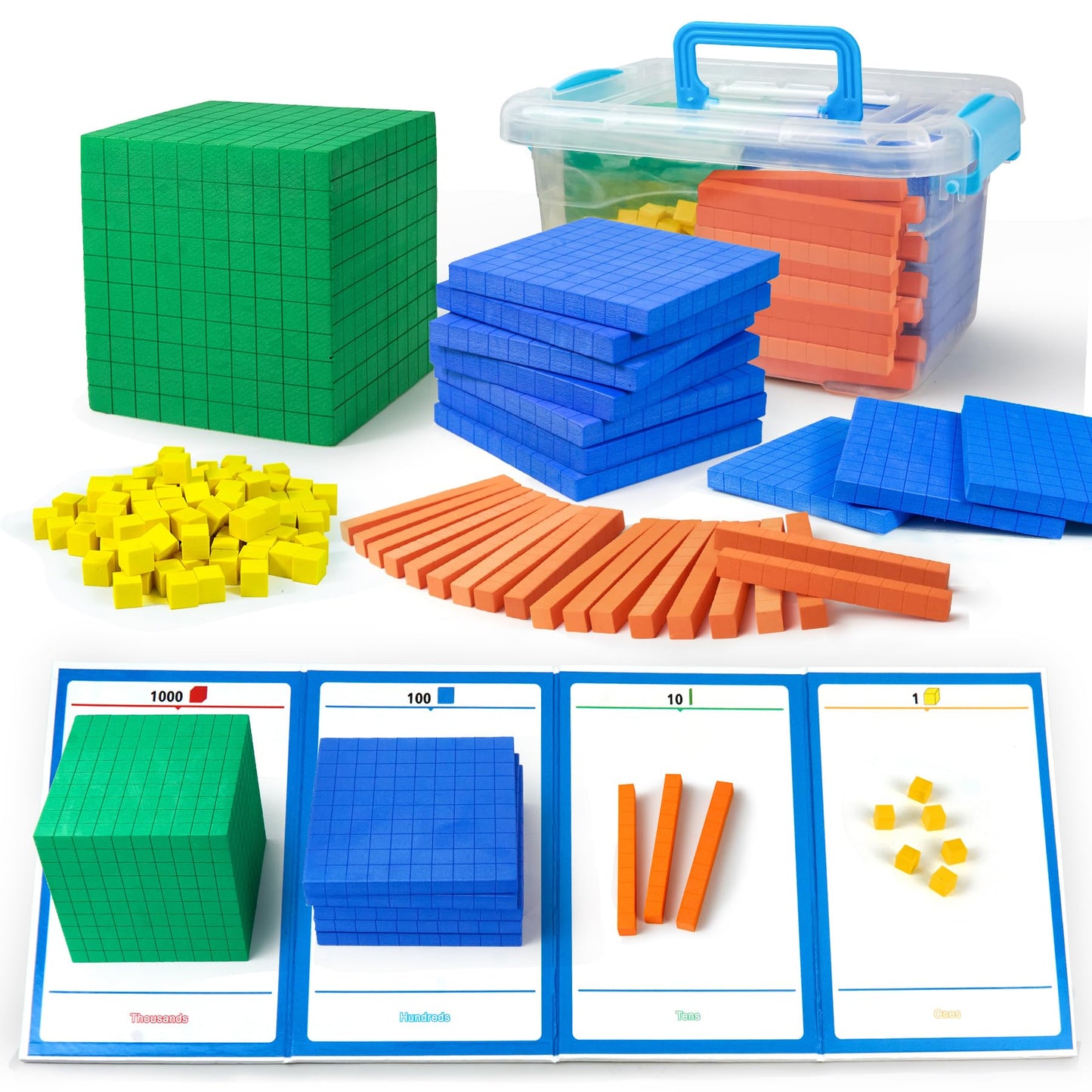 stochastic box Foam Base Ten Blocks for Math, Place Value Blocks,Early Counting Manipulatives, Math Cubes for Kids Math Learning Tools in School Home