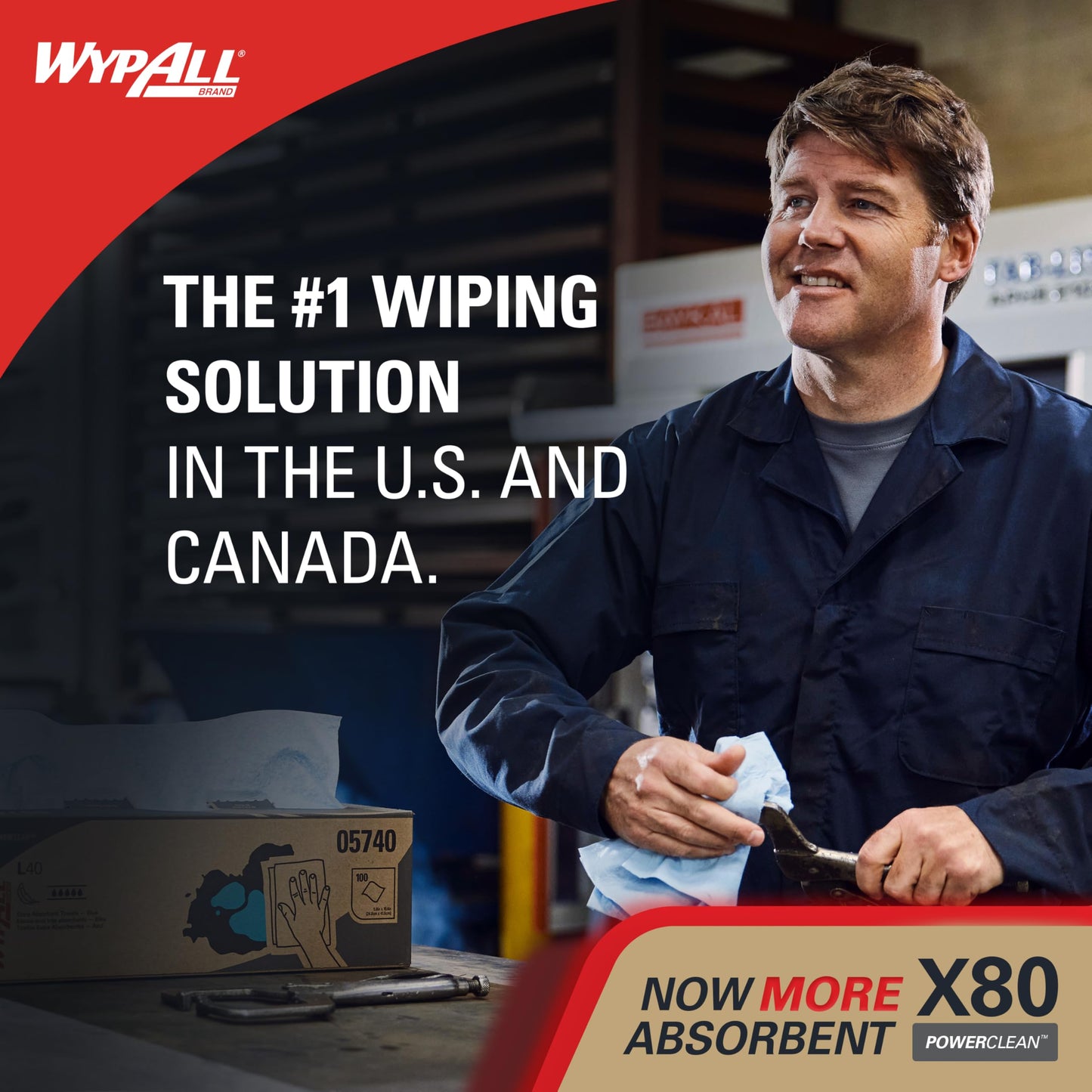 WypAll® PowerClean™ X80 Heavy Duty Cloths (41044), Brag Box, Extended Use Towels, White (160 Sheets/Pack, 1 Packs/Case, 160 Sheets/Case)