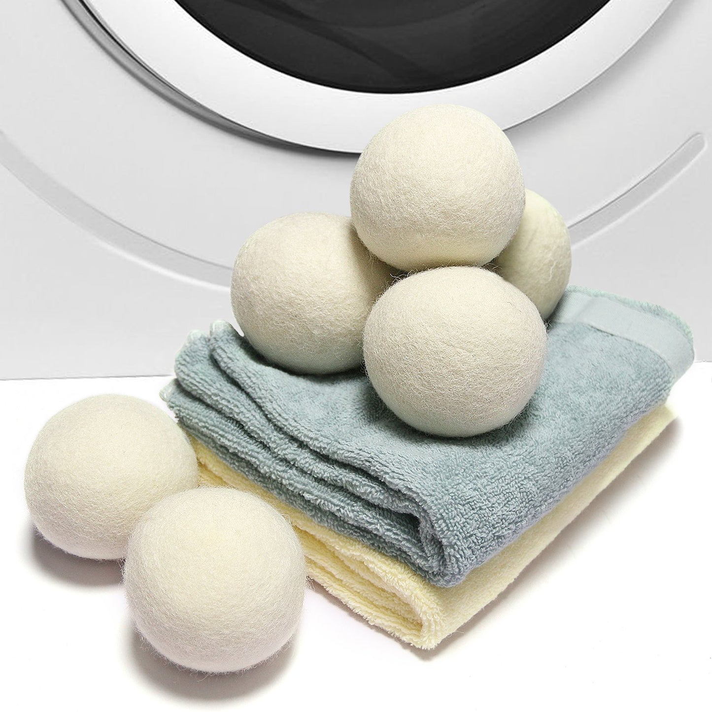 Dryer Balls-All Natural Wool - Chemical Free Natural Fabric Softner, Fabric Softner Alternative Reusable (6 Pack) (White)