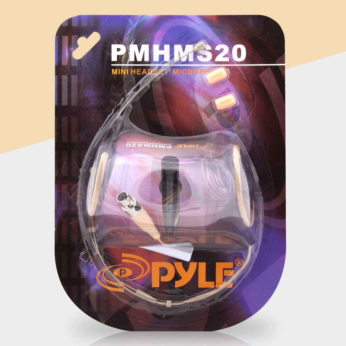 Pyle Pro Dual Over-Ear Headset Microphone - Professional Hands-Free Omni-Directional Boom Condenser Mic with 4-Pin Mini XLR, 3.9ft Cable, Windscreen - Secure Fit, Pro Audio for Presentations (Beige)