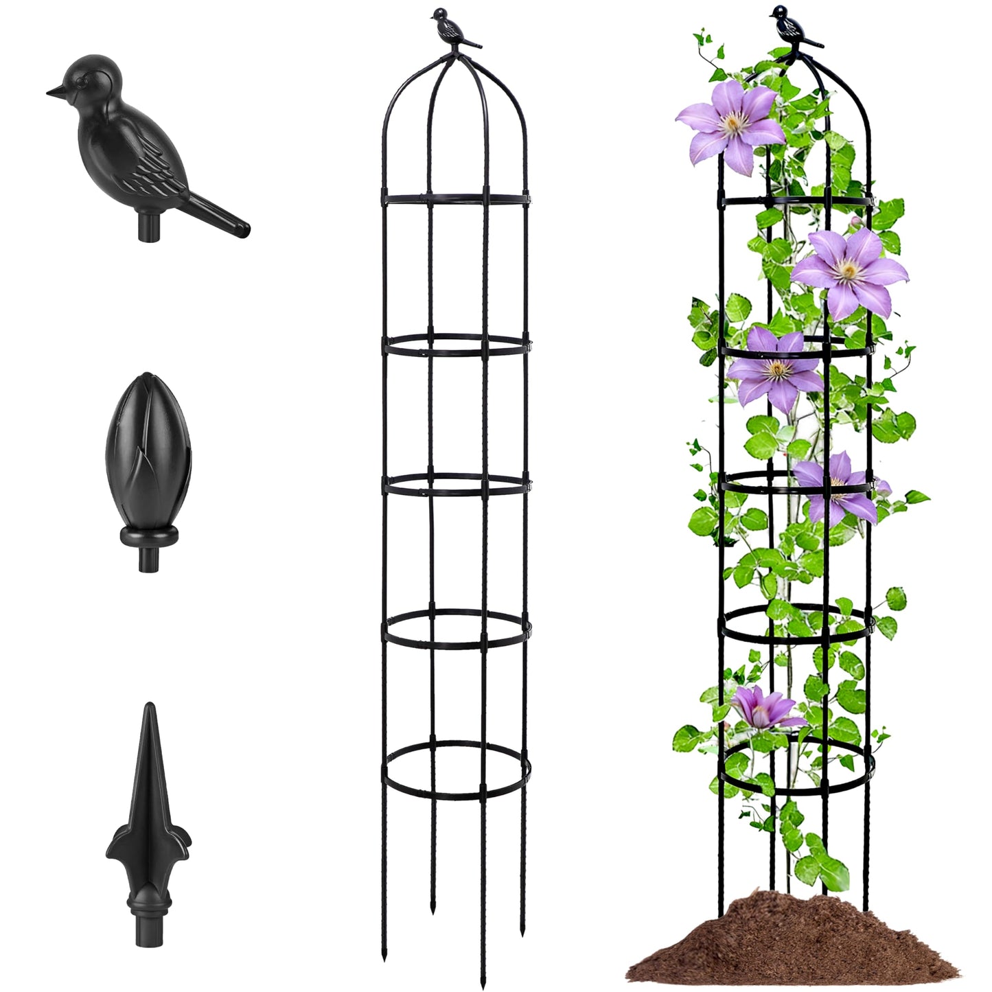 2Pack 6.7FT Garden Trellis for Climbing Plants Outdoor&Indoor, Rustproof Metal Plant Trellis, Obelisk Trellis for Vegetable, Flower, Tomato, Cucumber, Clematis, Rose, Raspberry