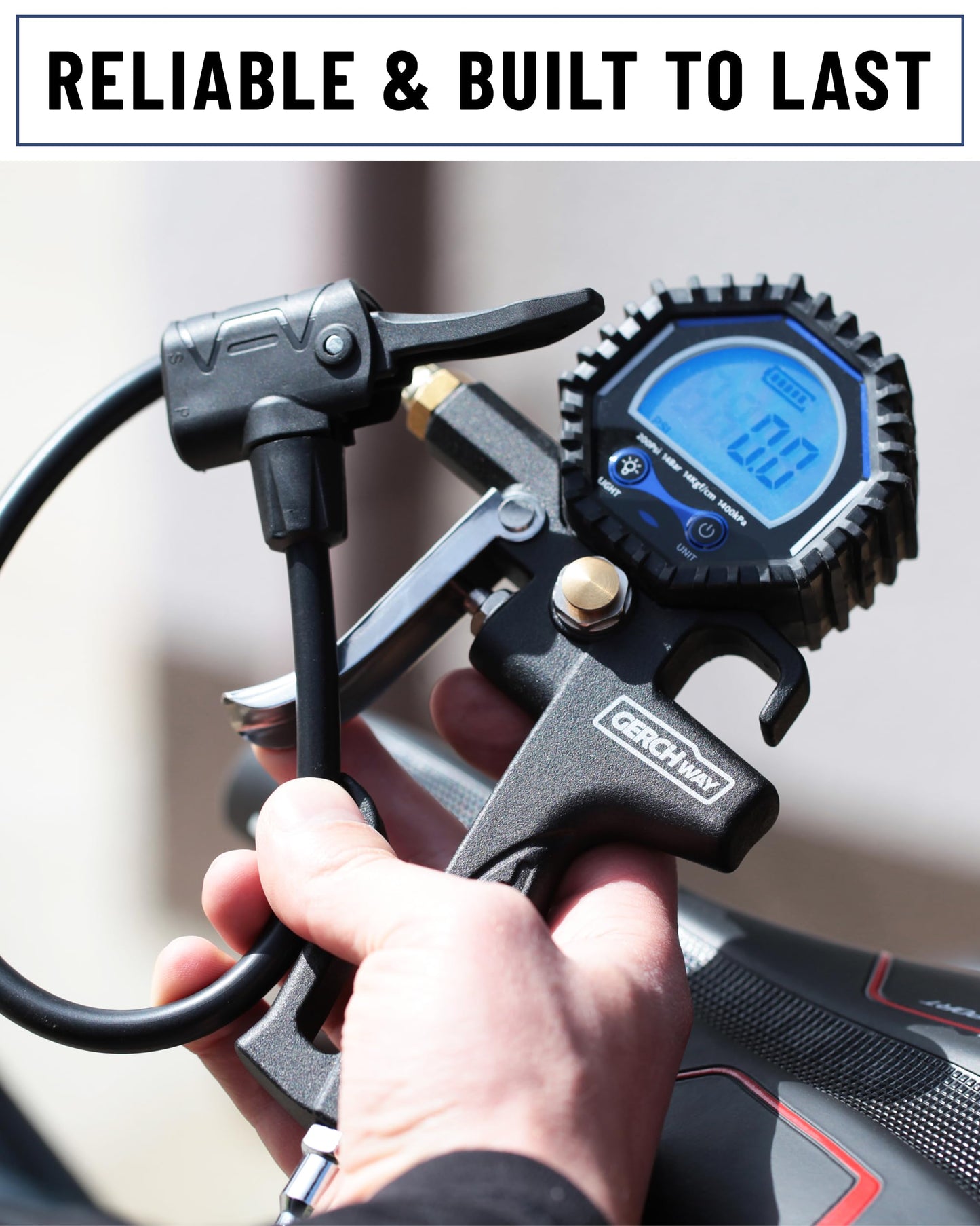 Presta Valve Adaptor for Air Compressor — Digital Bike Tire Pressure Gauge with Inflator – Schrader to Presta Valve Air Chuck Compressor Attachment