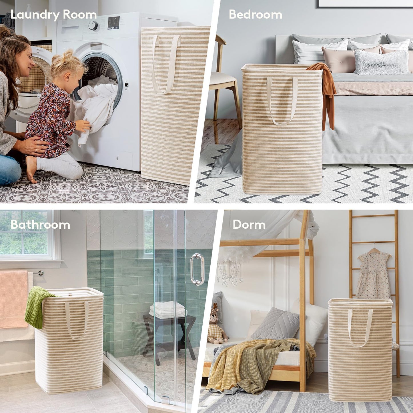 Lifewit 2-Pack 80L Freestanding Laundry Hamper, Large Collapsible Laundry Baskets with Easy Carry Extended Handles, Waterproof Clothes Hamper in Bedroom, Bathroom, Laundry Room, College Dorm, Beige