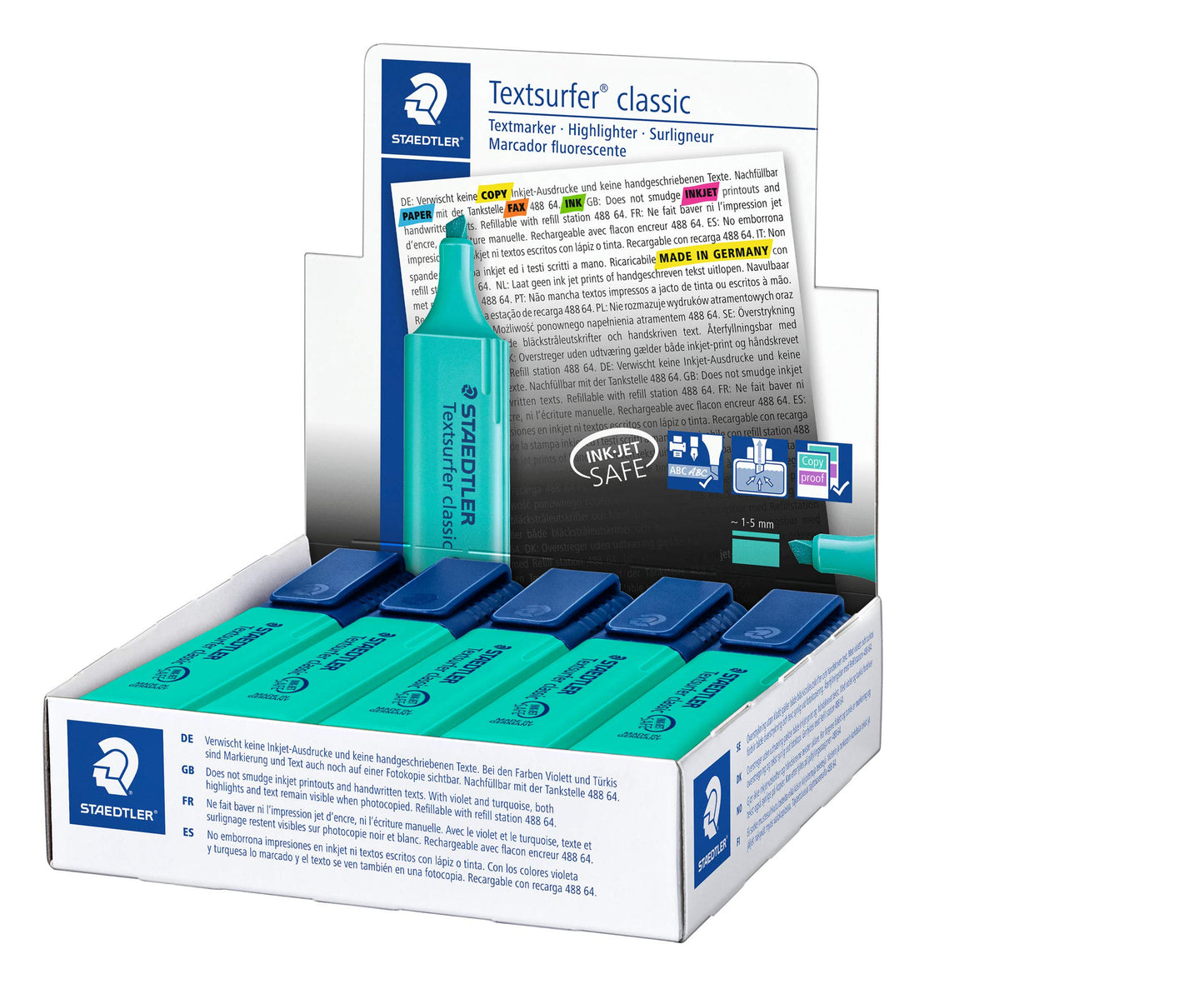 STAEDTLER 364-35 Textsurfer Classic Highlighter - Turquoise (Box of 10)