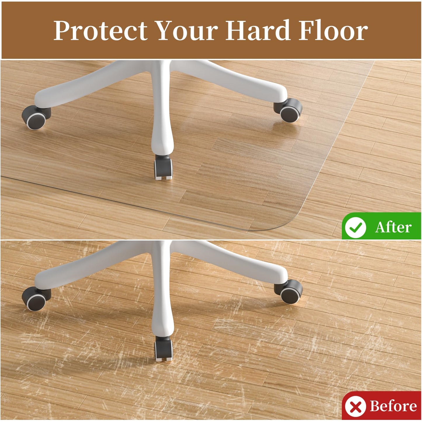 MESHDO Office Chair Mat for Hardwood Floor, 36" X 48 Desk Chair Mat for Hard Floors, PVC Clear Floor Protector Rug Mat for Home and Office, Can't be Used on Carpet