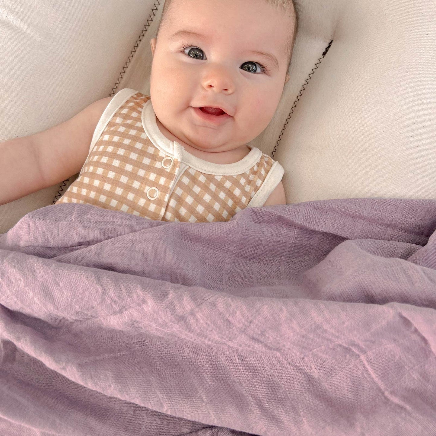LifeTree Baby Swaddle Blankets, Organic Muslin Swaddle Blankets Boys Girls Swaddling Wrap Receiving Blanket Neutral for Newborn, Organic Cotton, Large 47 x 47 inches, Lavender & Mauve
