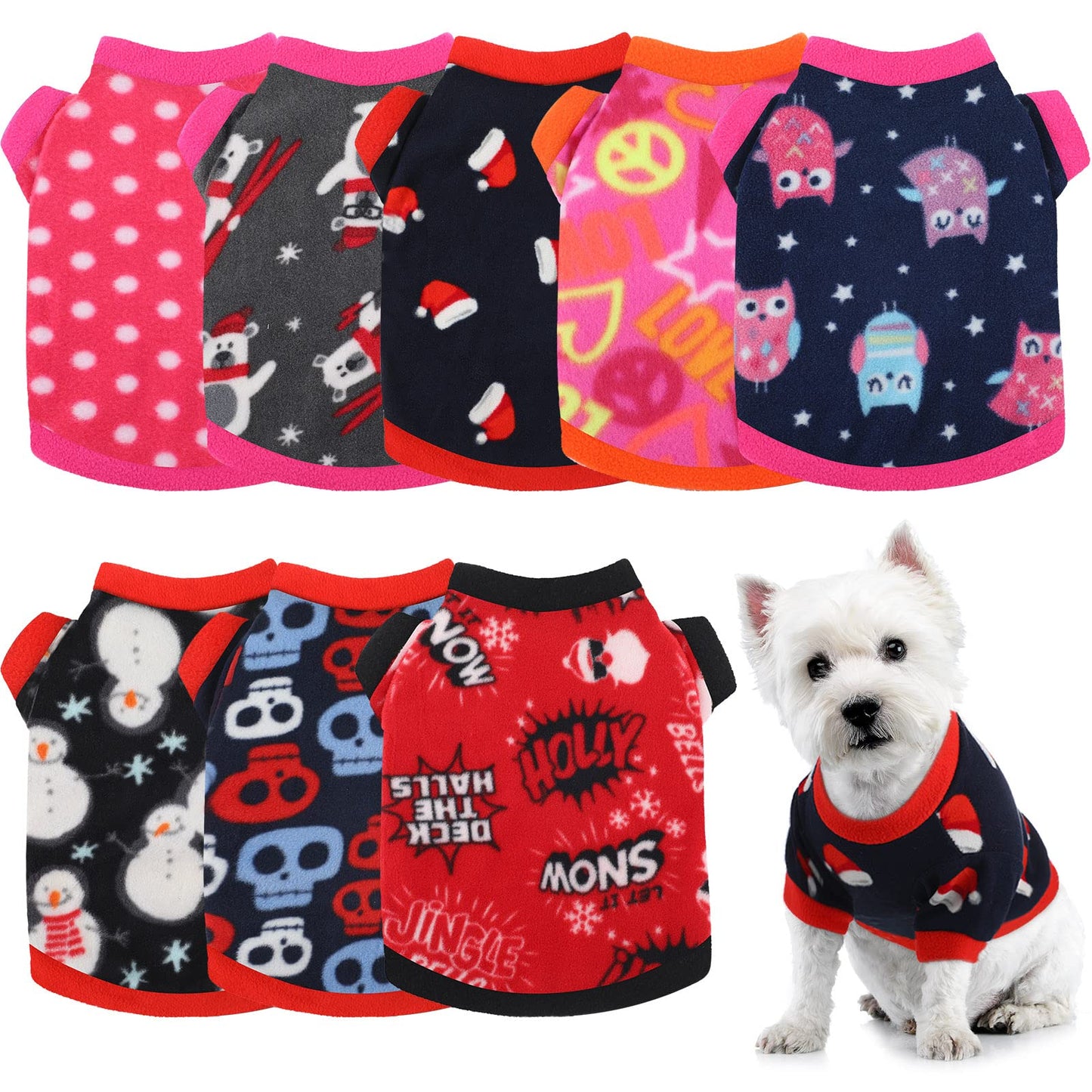 Weewooday 8 Pieces Dog Sweaters Winter Chihuahua Clothes Outfits Puppy Sweater Dog Warm Shirt Puppy Clothes for Winter Colorful Thickening Pajamas for Pets Pup Cat, Medium