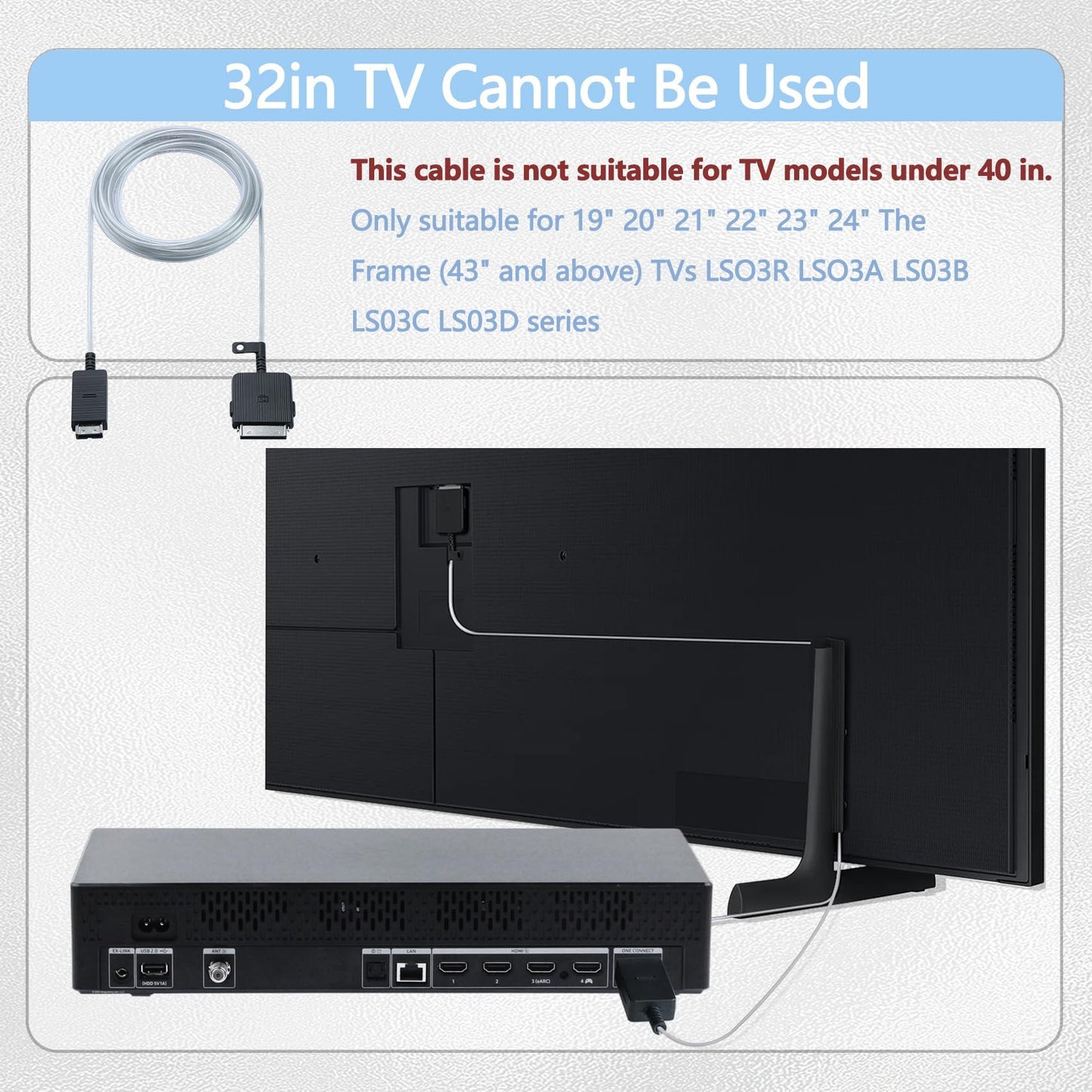 5m/16.4ft BN39-02470A Frame TV Power Cord Compatible with Samsung The Frame LS03AAF LS03BAF LS03DAF LS03TAF LS03FAF LS03RAF Q85R Q95R Q95T TV