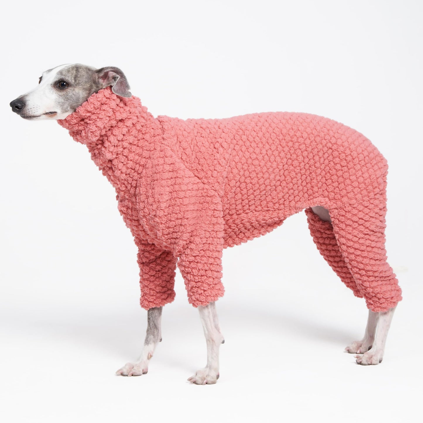 ESCCBOO Fluffy Soft Fleece Jumper Pyjamas for Italian Greyhound Whippet Dogs, Turtleneck Warm Fleece Dog Onesie, Coat, Jammies, Jumpsuit, Romper (Pink, X-Large)