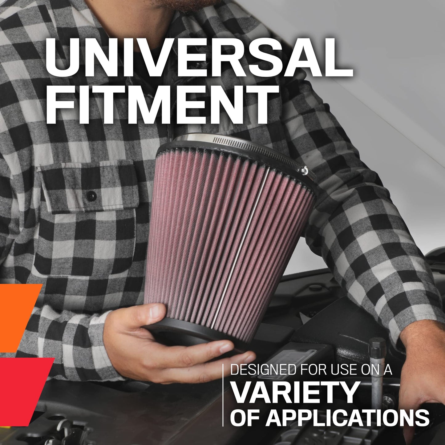 K&N RG-1001RD Universal Clamp-On Air Filter: Round Tapered, 102 mm/89 mm/76 mm Flange ID, 127 mm Height