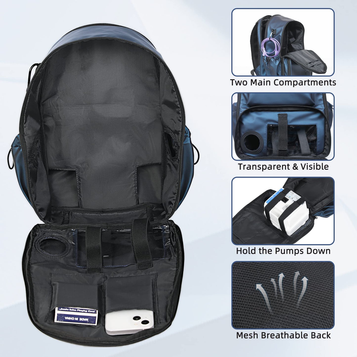 Feeding Tube Backpack for G Tube Gtube Feeding - 13.8" Upgraded Modified Enteral Feeding Pump Backpack for Teenagers/Adults/Blue