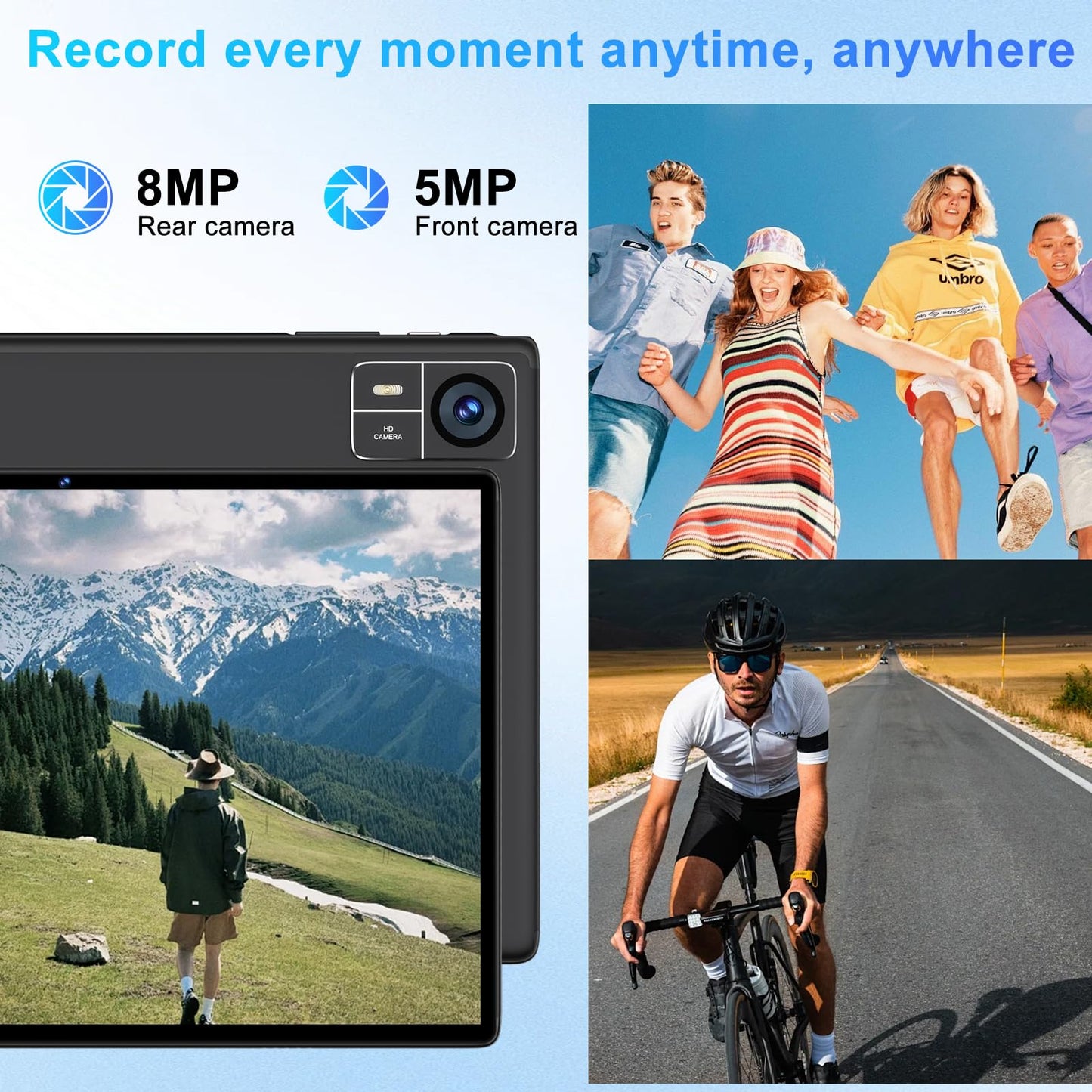 Android 14 Tablet 10.1 inch 22GB RAM 128GB ROM 1TB Expand, 8000mAh Tablets with Keyboard Mouse, Octa-Core, HD Touchscreen, 5G Wi-Fi, BT 5.0, GPS, Widevine L1, Split Screen, Face Unlock - Black