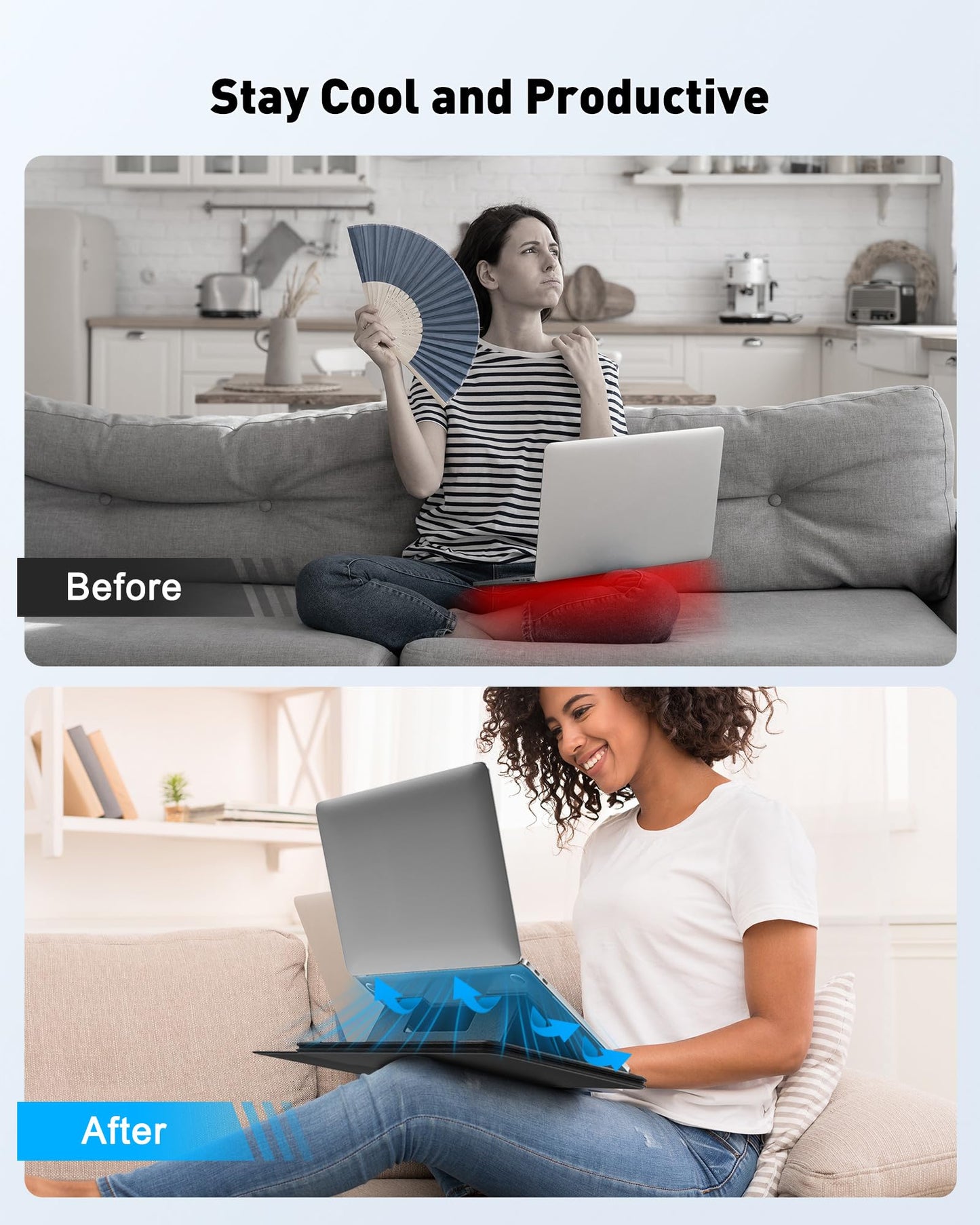 AboveTEK Adjustable Laptop Lap Desk, Portable Lap pad Workstation with Retractable Mouse Pad | 3 Ergonomic Angles, PU Leather Non-Slip Surface, Heat Shield, for Bed, Sofa, Travel