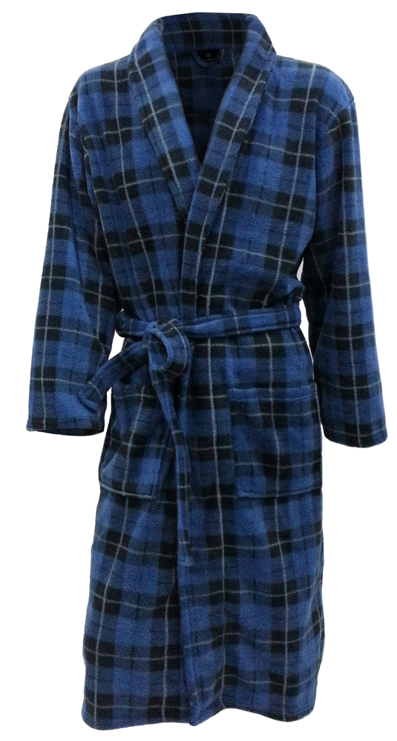 Men's Fleece Robe by John Christian - Blue Tartan (XXL)