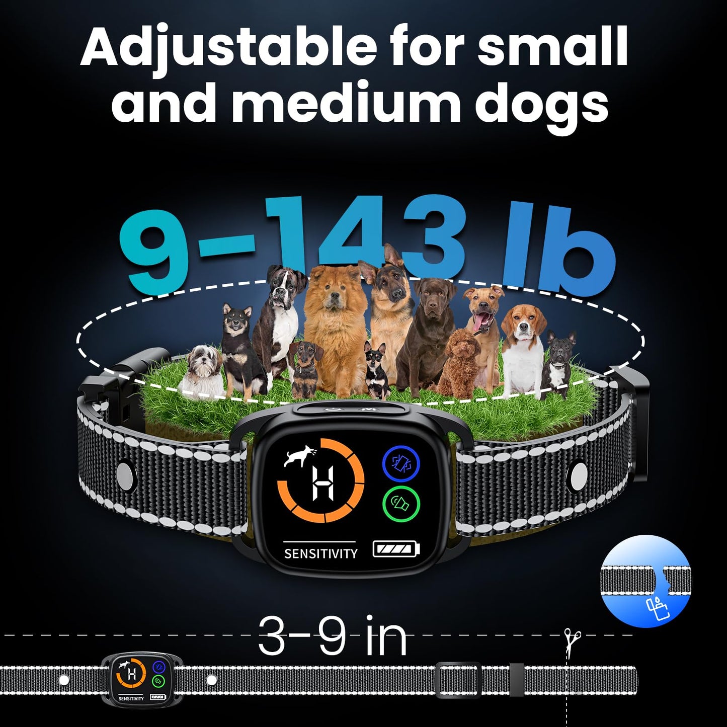 Bark Collar, Dog Bark Collar, Barking Collar for Large Medium Dogs, No Shock Collar with 6 Adjustable Sensitivity, Beep/Vibration/Beep&Vibration,Rechargeable Anti Barking Collar, IP67 Waterproof