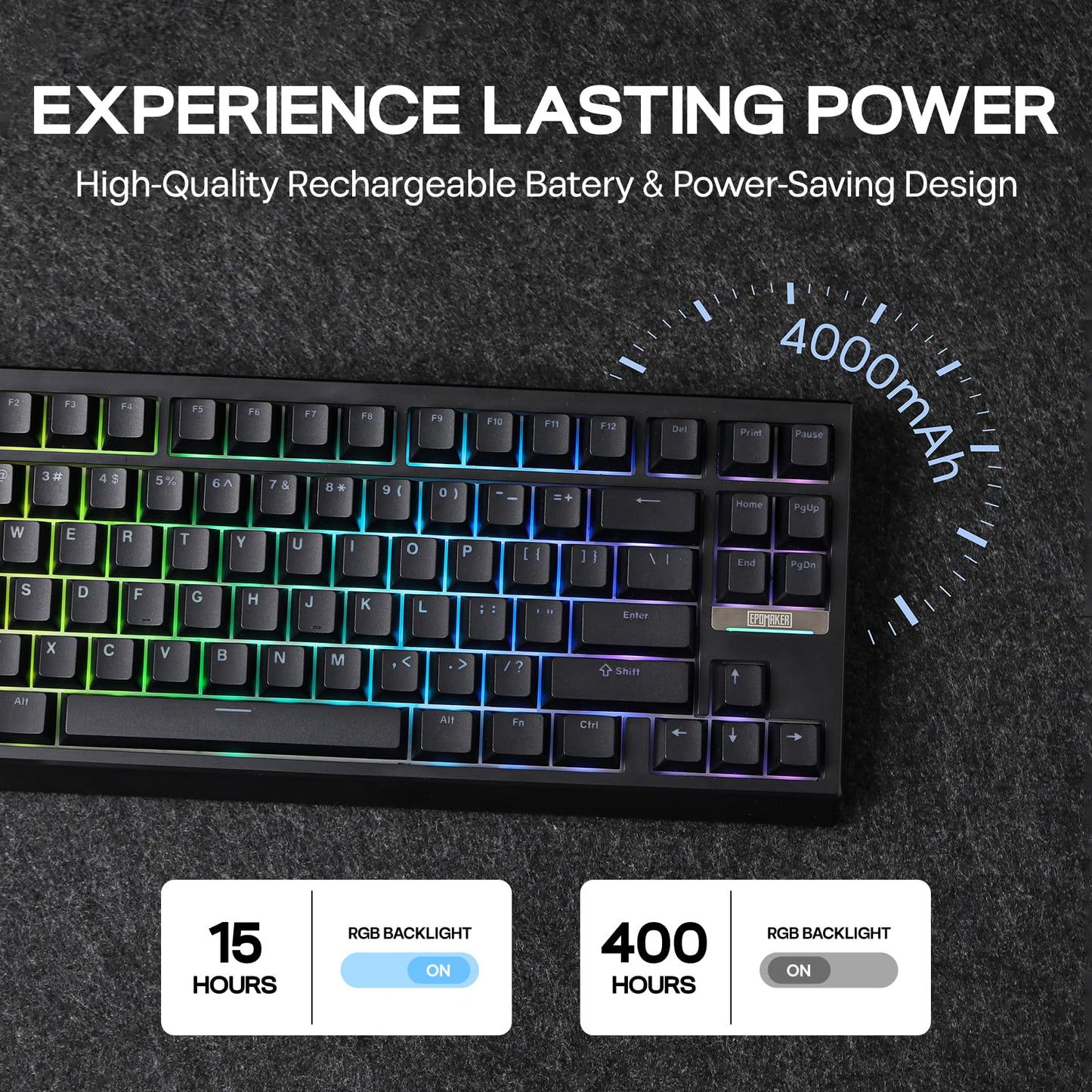 EPOMAKER G84 80% RGB Gaming Mechanical Keyboard, 2.4GHz/ Type-C/BT Wireless Keyboard, QMK/VIA Programmable, Hot-Swappable, NKRO, with Shine Through PBT Keycaps for Gamers (Black, Clear Switch)
