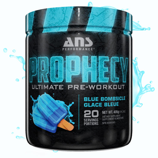 ANS Performance Prophecy Pre Workout Powder (20 servings, 14.5 oz) – Gluten Free Pre-Workout Formula - Energy & Strength - Sugar Free- Increase Power & Workout Volume (Blue Bombsicle)