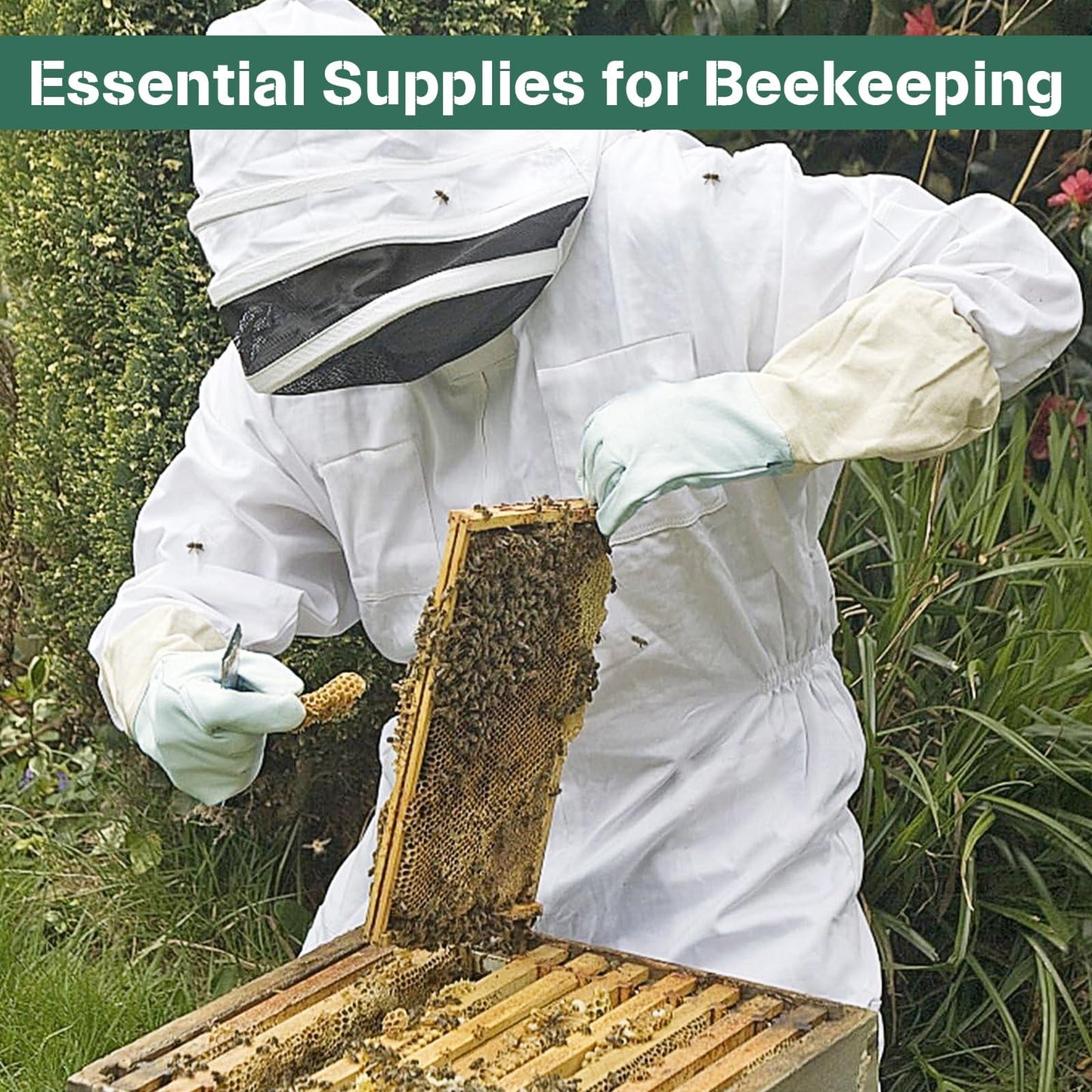 Deuovht Bee Suit Professional Beekeeper Suit for Men Women Full Body Veil Hood Beekeeping Supplies Costume for Beekeeper (XXL (with Gloves))