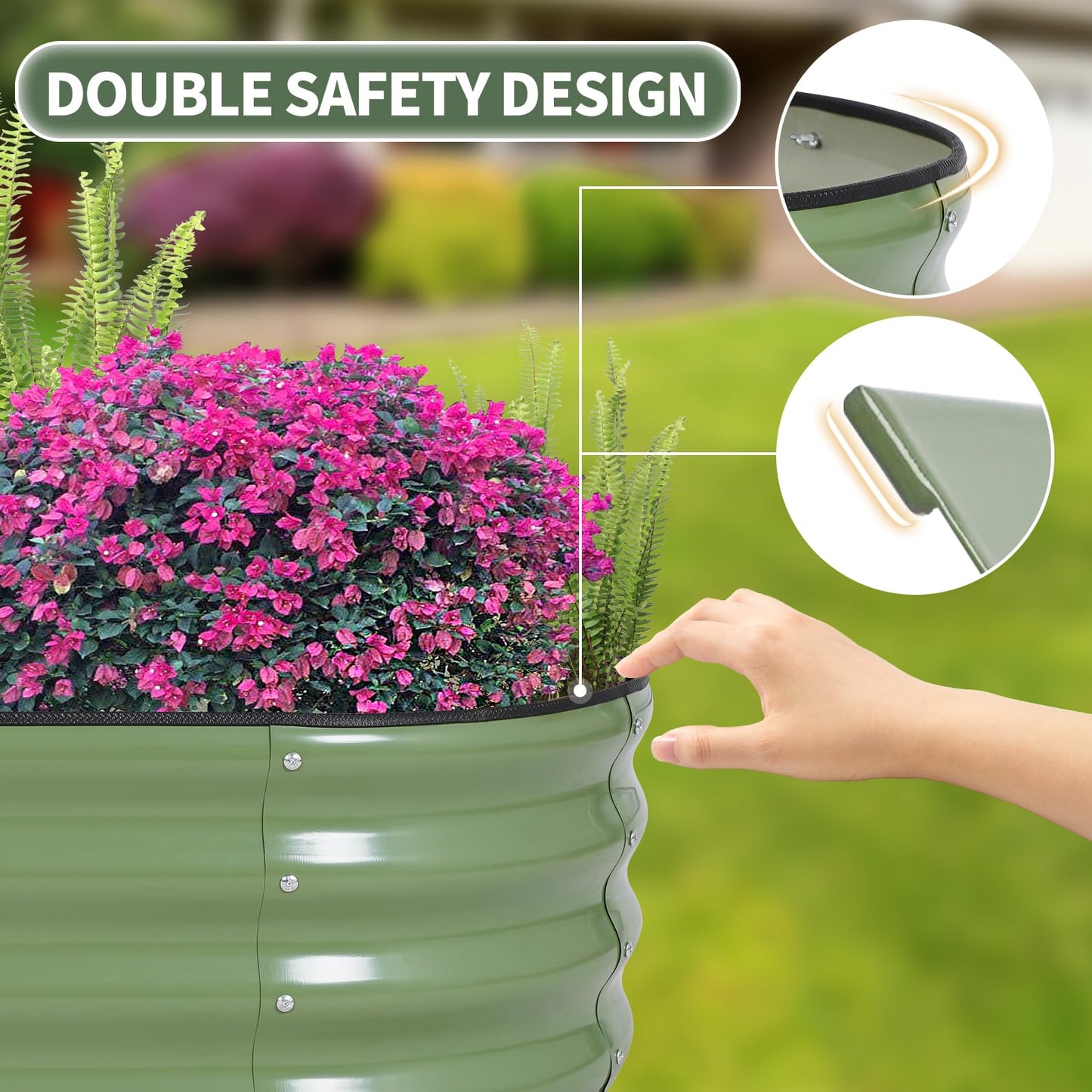 1MORE Galvanized Raised Garden Bed- Planter Garden Boxes Outdoor, Raised Beds for Gardening, 4x2x1ft Metal Garden Bed Kit for Vegetables Flower, Planter Raised Beds with Tools.Green-2pack