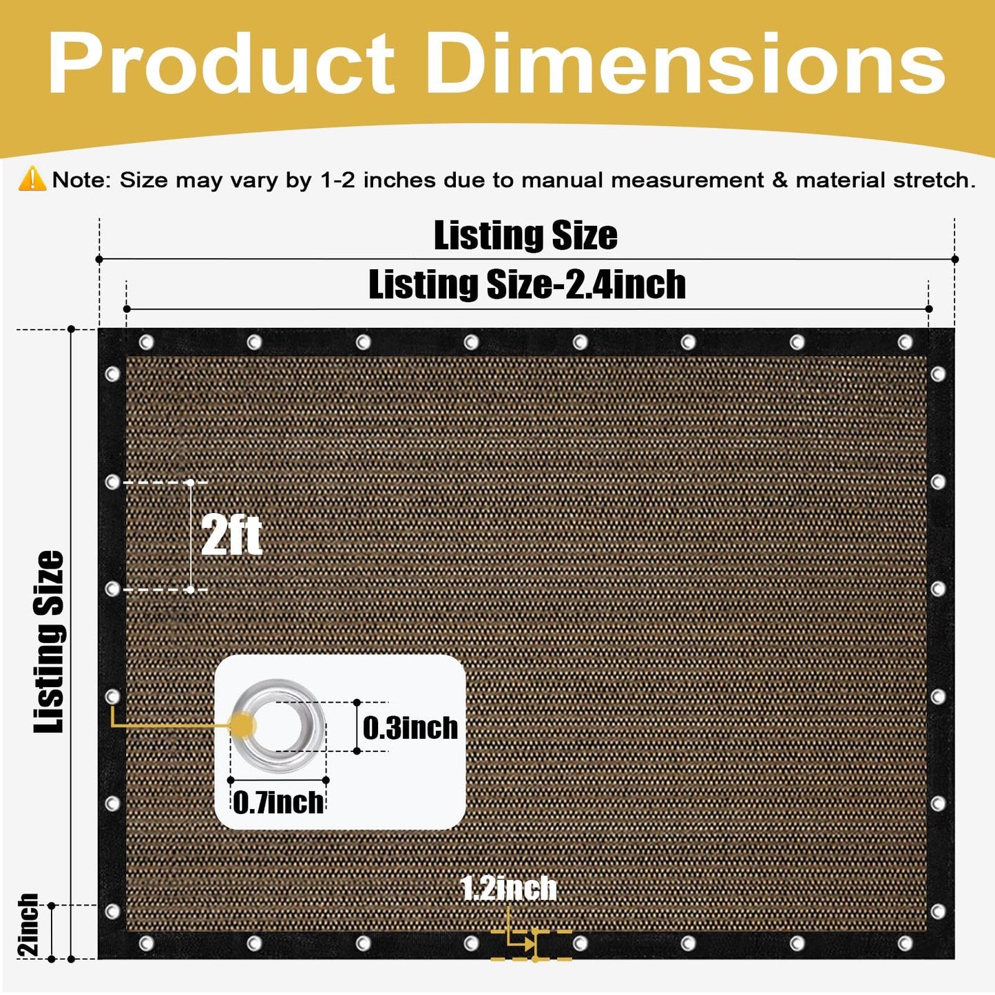 Shade&Beyond 90% Sun Shade Cloth with Grommets, 8X12 FT Pergola Shade Cover Canopy, Mesh Tarp Sun Screens for Patio, Outdoor, Garden, Backyard, Mocha