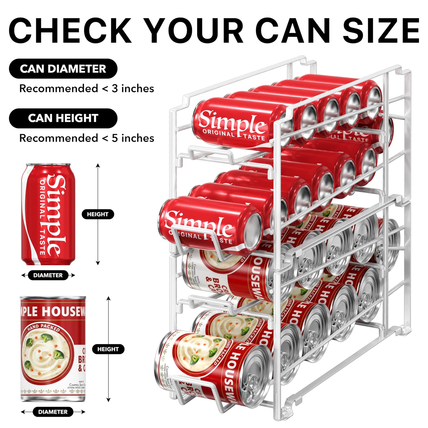 Simple Houseware Stackable Front Loading Beverage Can Dispenser, 2 Pack, White