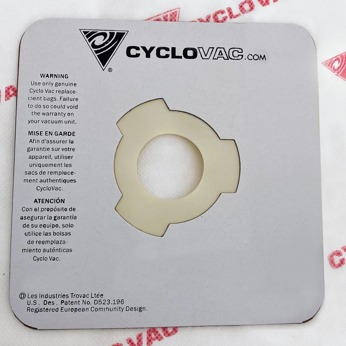 CYCLOVAC | High Efficiency Heavy Duty Central Vacuum Electrostatic Bags (Set of 3) | 1 Carbon Dust filter included | 5 gal/22l