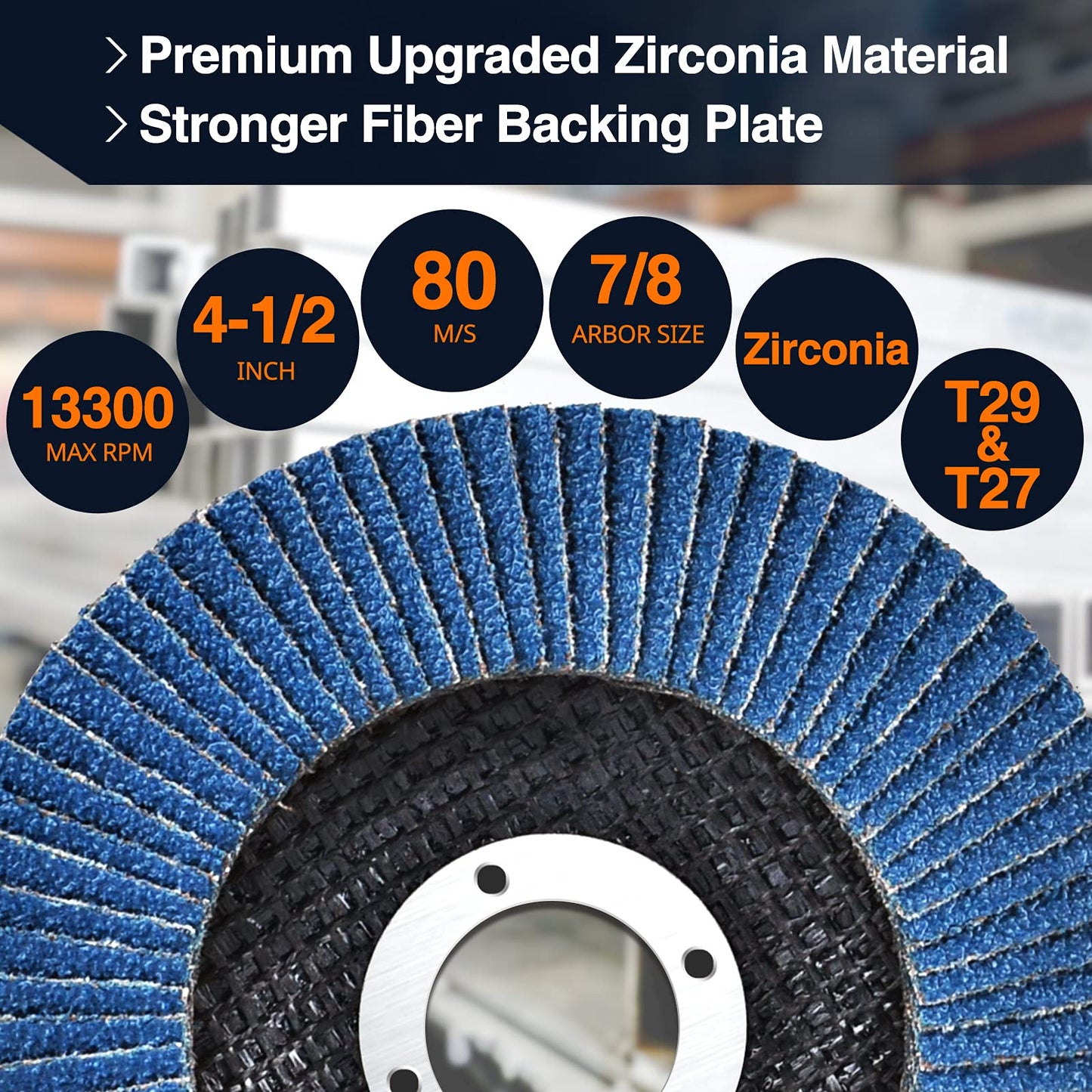 SHALL 24-Pack Flap Disc, 4.5" x 7/8" Zirconia Abrasive Grinding Wheel, 40/60/80/120 Grit T29 & 40 Grit T27 Angle Grinder Sanding Disc with Etched Grit Number Indication and 80pcs Emery Cloth Per Disc