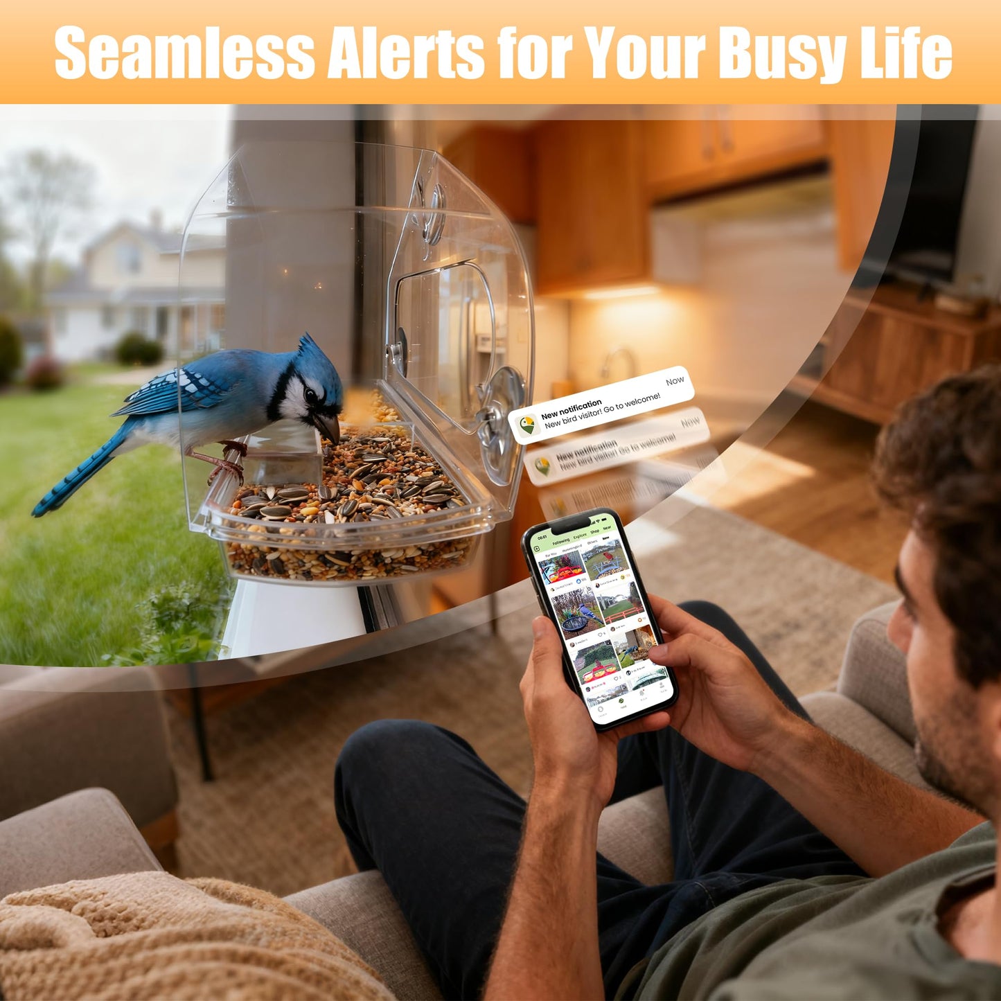 Richbird Waterproof Smart Window Bird Feeder Camera with AI, All-Weather 2K HD Live View & Secure Suction Mount - The Ultimate Outdoor Gift for Bird Watchers