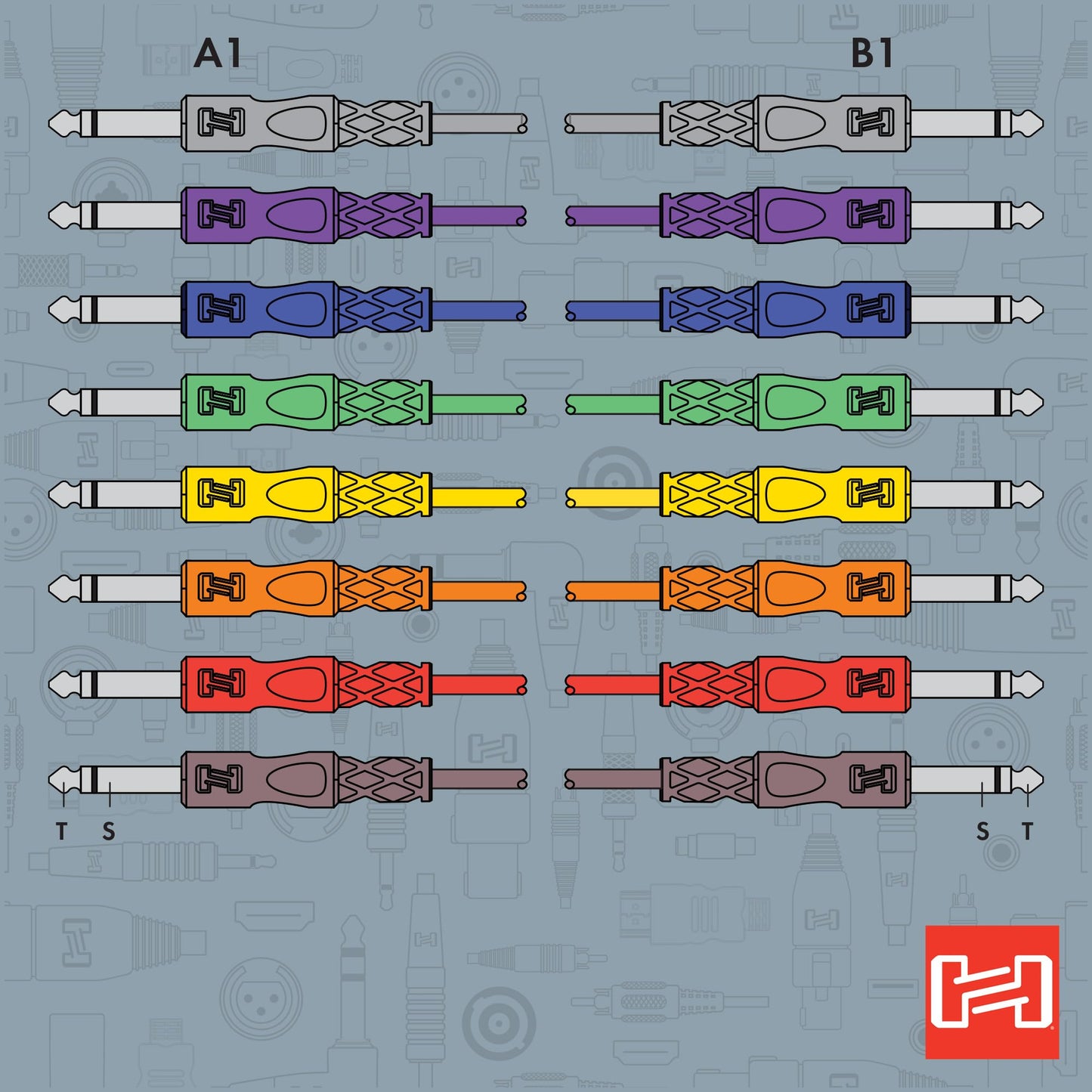 Hosa Cable CPP845 1/4 Inch to 1/4 Inch Cable Kit - 8 Singles, 1.5 Foot