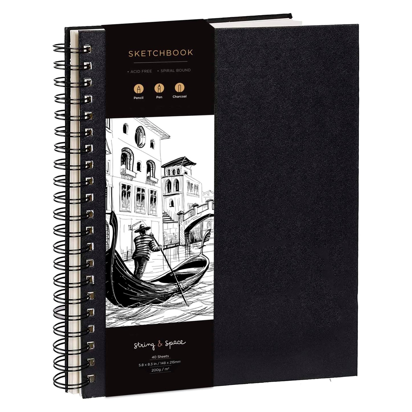 Artist’s Sketchbook Hardcover – 200GSM Very Thick Paper – Spiral Sketch Book for Drawing and Mixed Media – Sketch Pad, Art Book - 5.8 x 8.5, 40 Sheets / 80 Pages