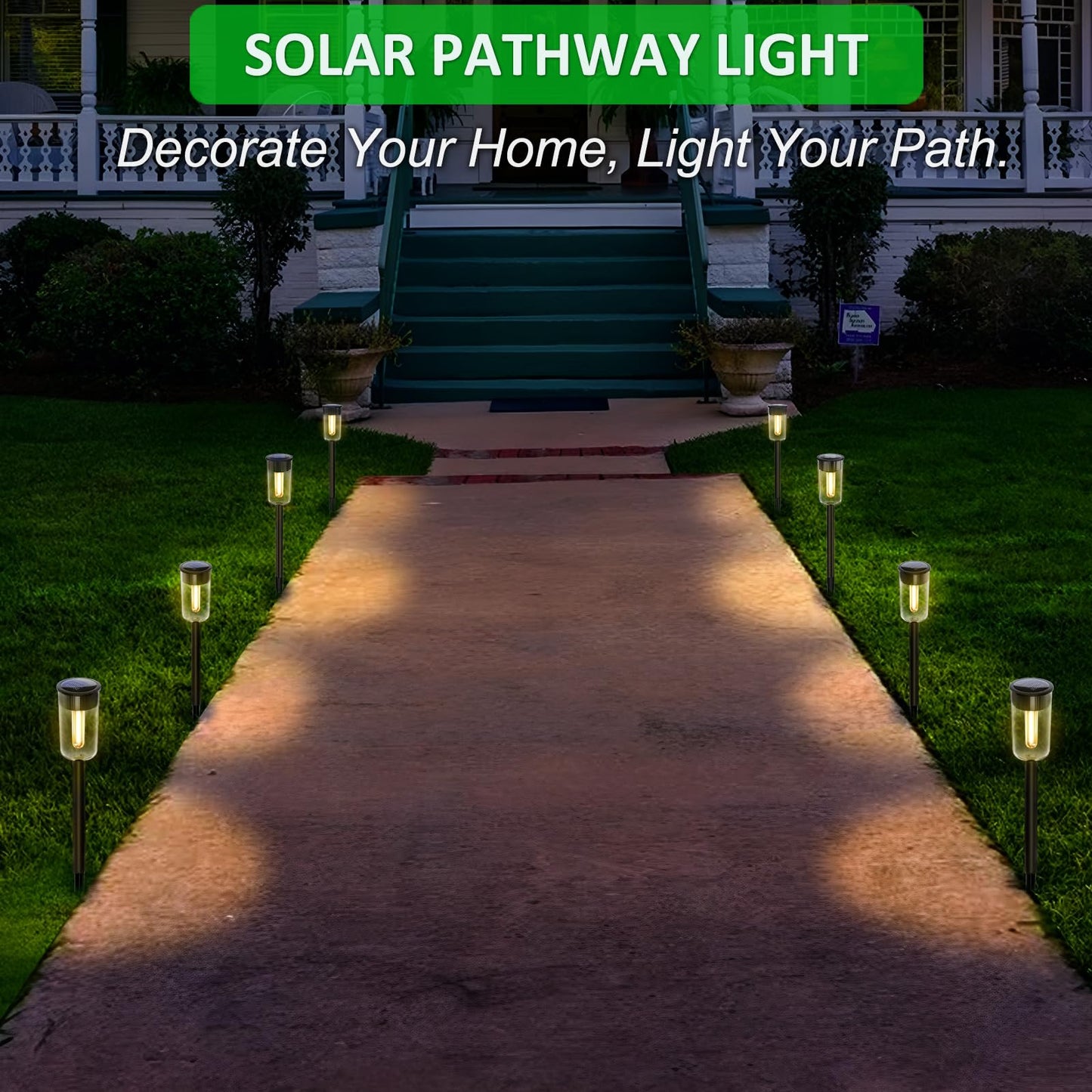 Solar Pathway Lights Outdoor 8 Pack, Bright Solar Path Lights Outdoor, IP65 Waterproof Garden Lights Solar Powered Landscape Lighting for Outside Yard Lawn Patio Walkway Driveway