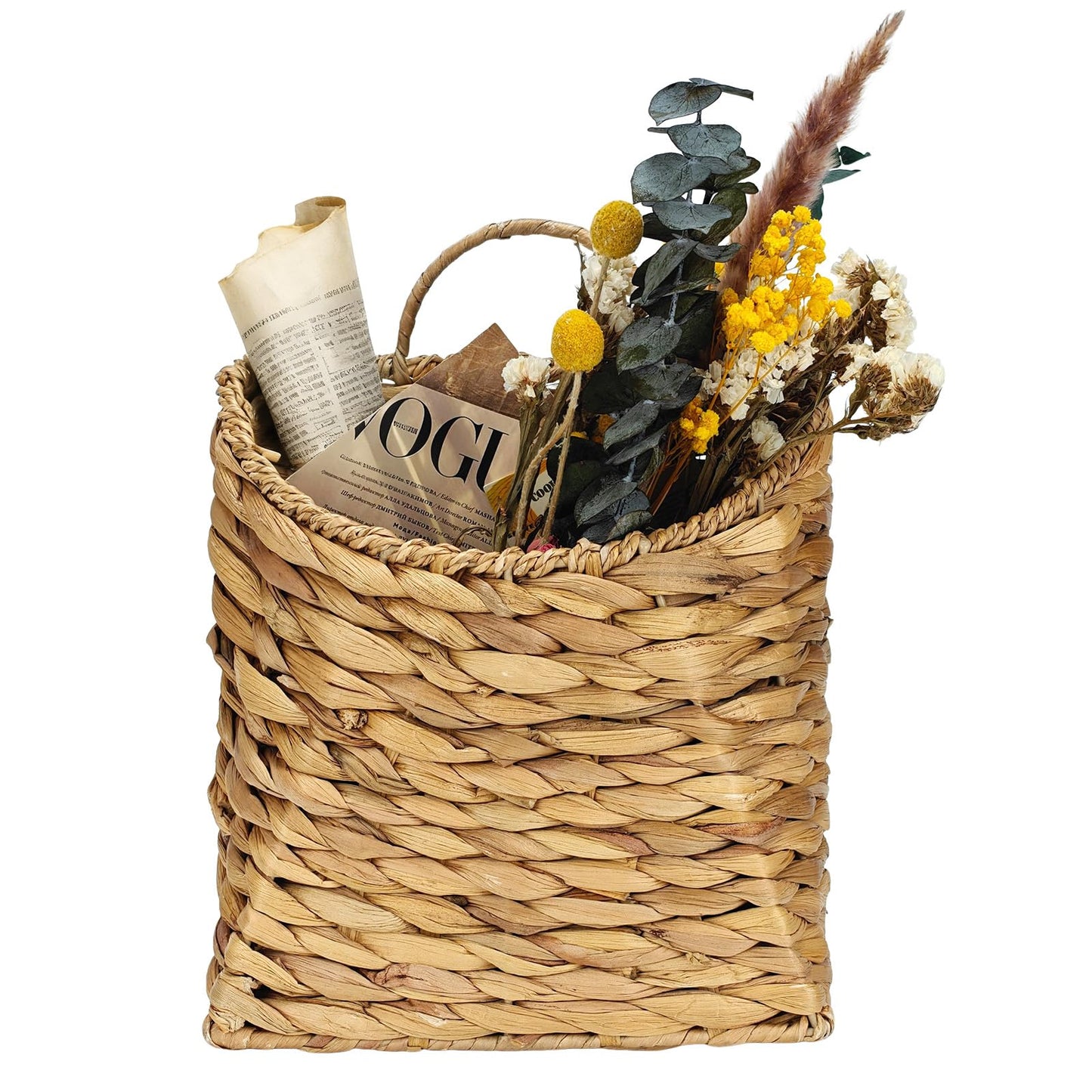 Mounting UP Woven Hanging Basket Water Hyacinth Hanging Basket for Wall Wicker Handmade Storage Flower Baskets for Garden Farmhouse Home Deco