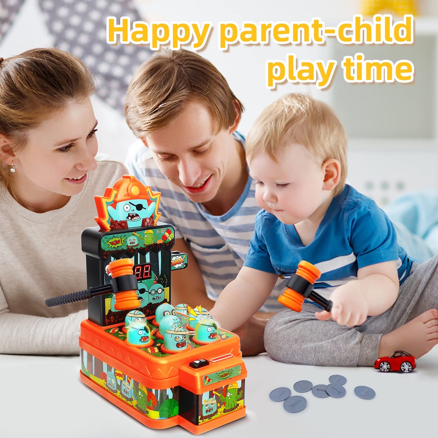 Arcade Game Toys for Ages 3 4 5 6 7 8 9+ Year Old, Whack Game Mole, Mini Electronic Interactive Hammering & Pounding Mole Toys, Gift Idea for Baby Toddler Kids Girls Boys, Cartoon Zombie Style Fun Toy